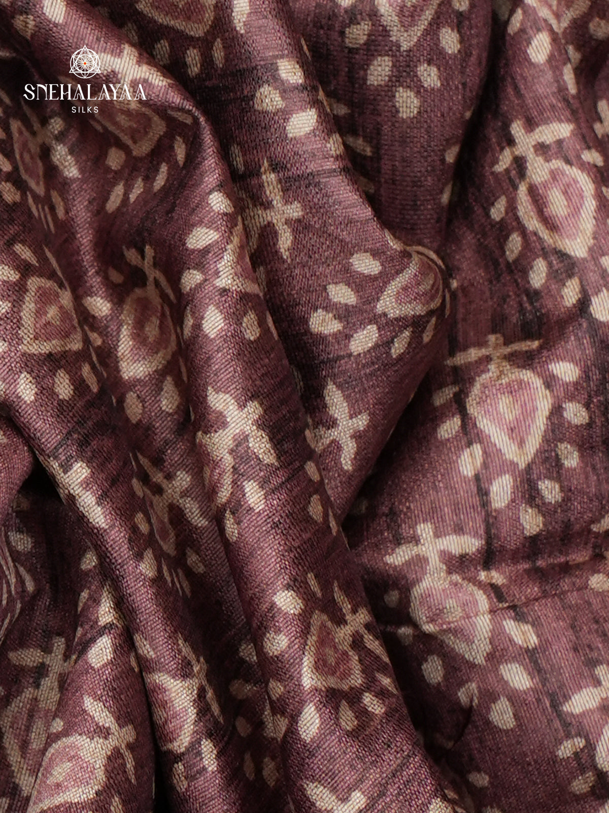 Brown Tussar Embroidery Saree