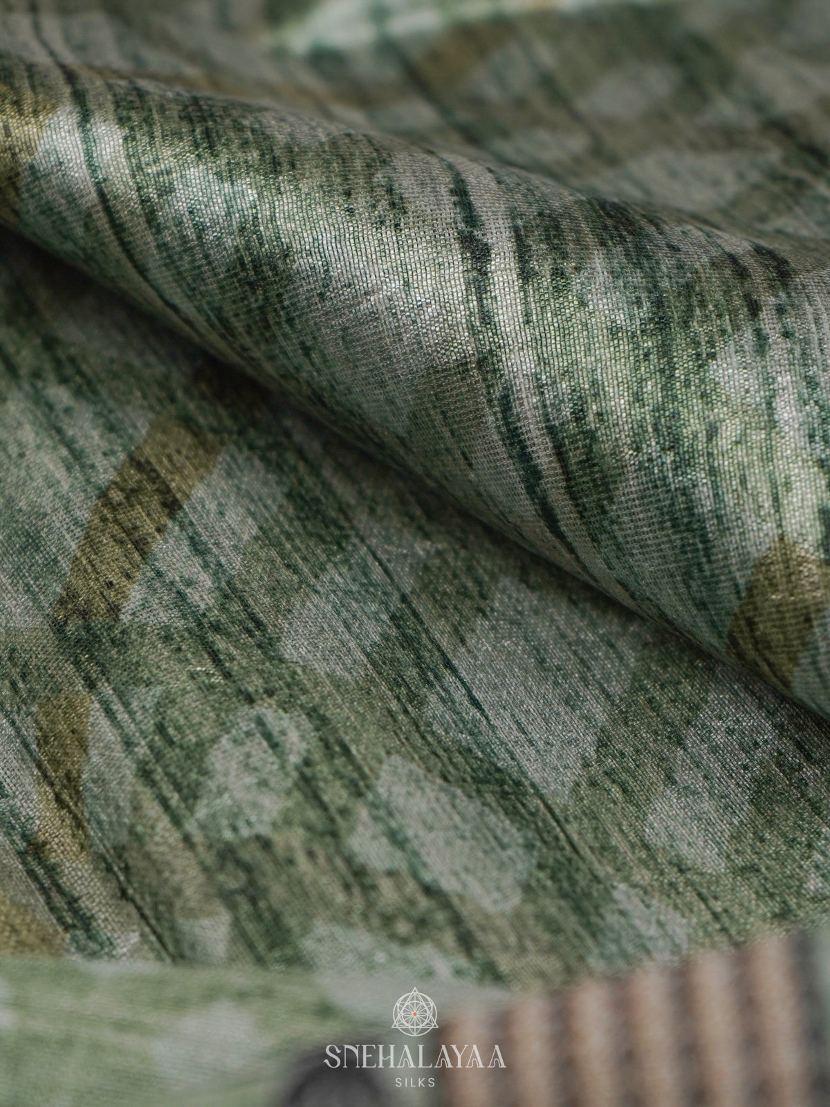 Green Tussar Embroidery Saree