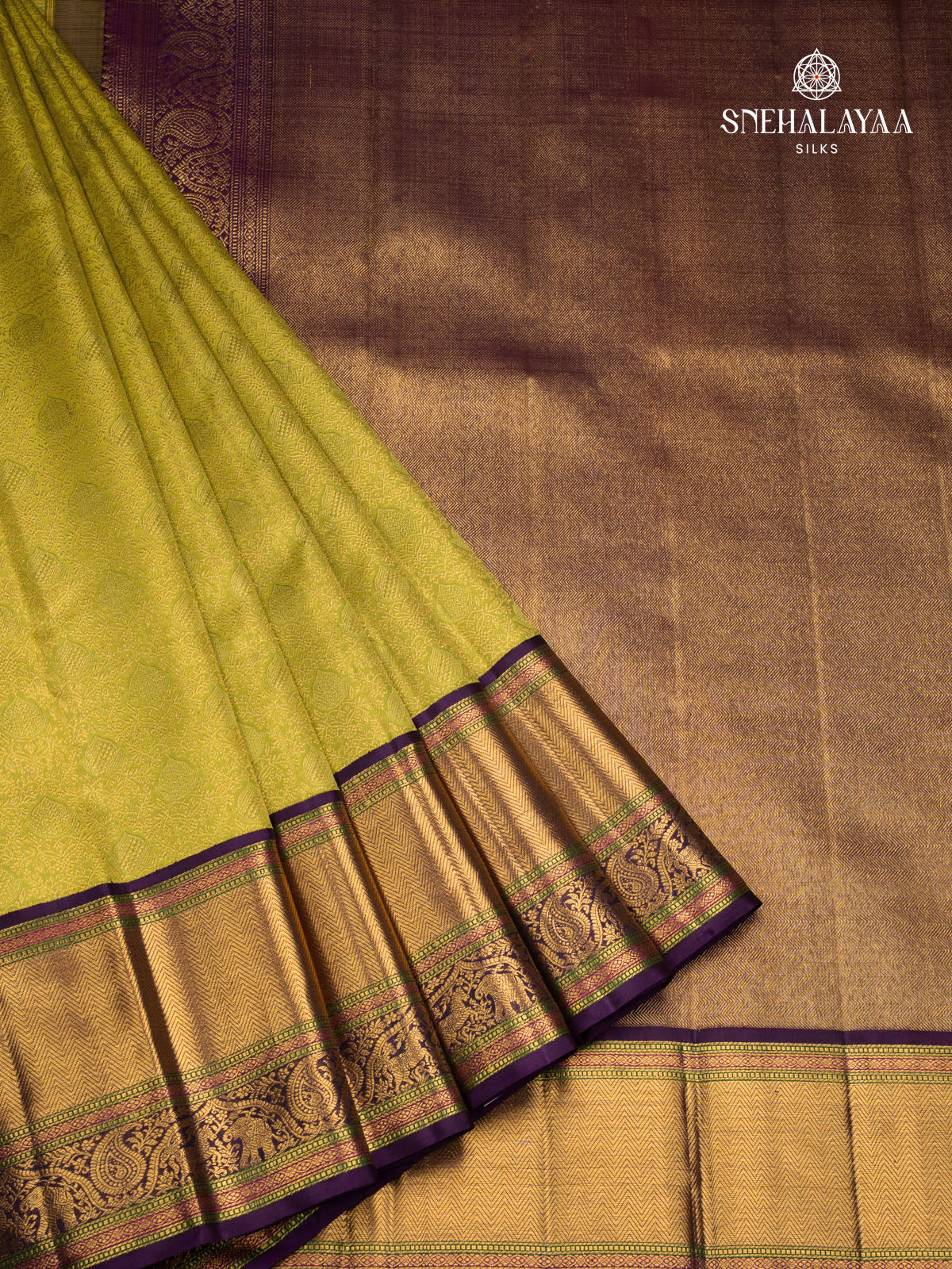 Olive Green Kanjivaram Silk Saree