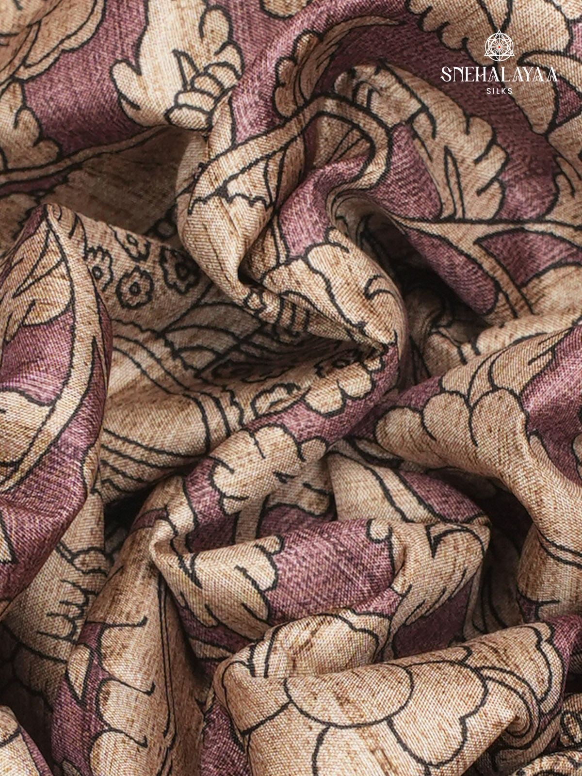 Mauve Rose Kalamkari Tussar Saree