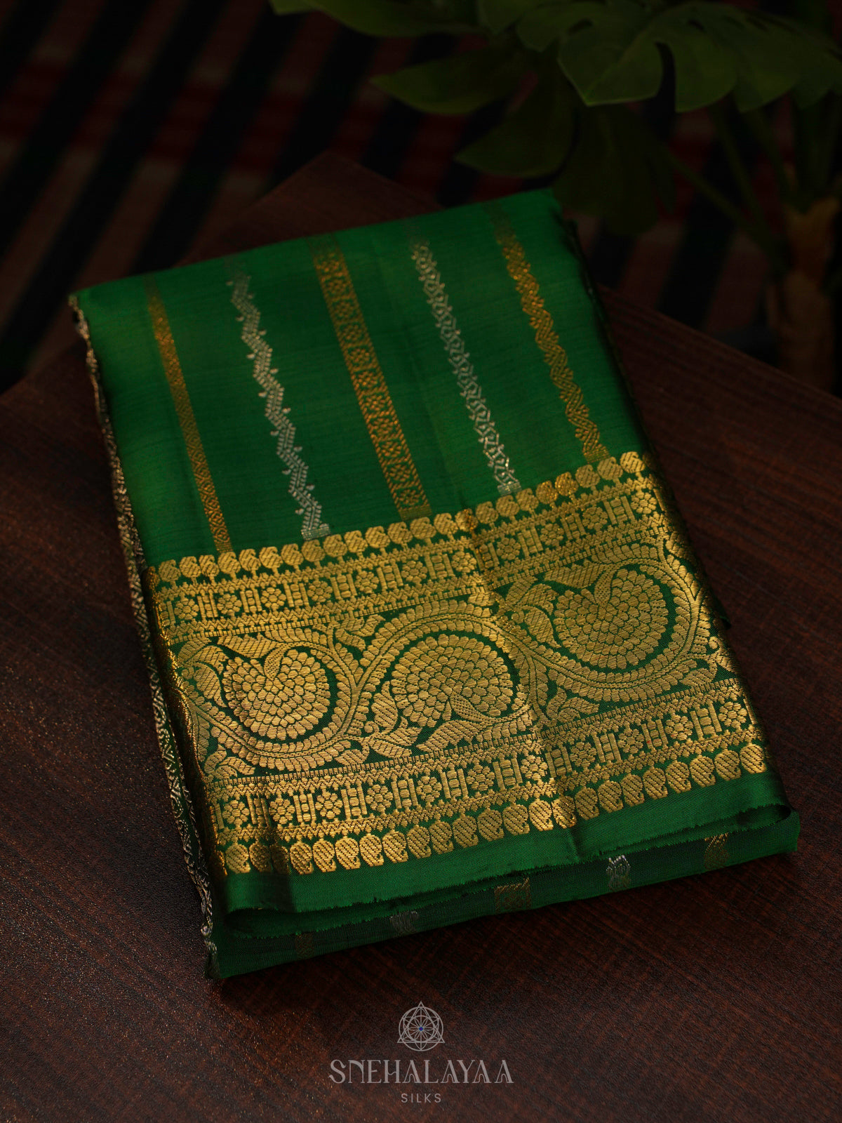 Emerald Green Kanjivaram Silk Saree