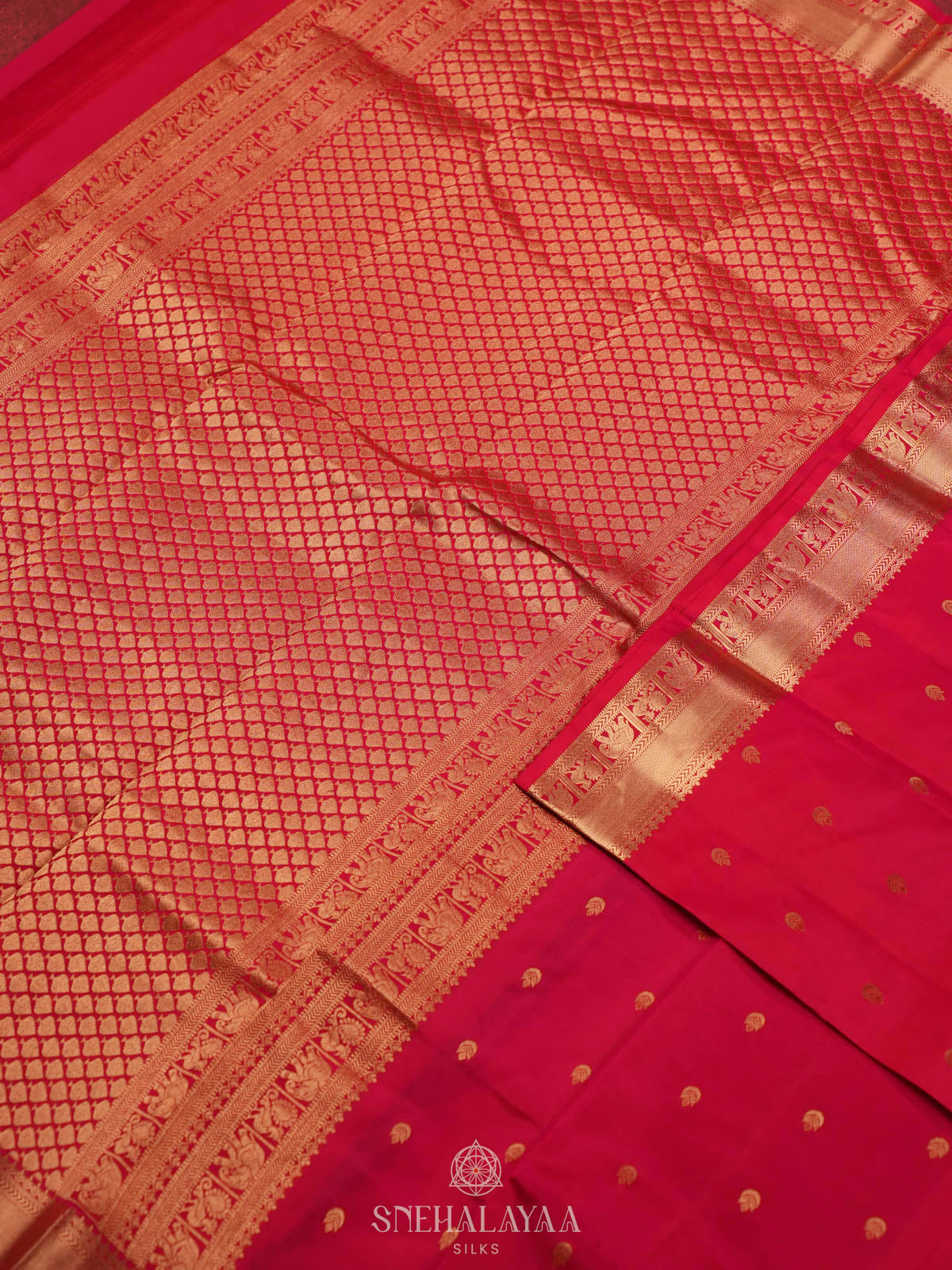 Pink Kanjivaram silk saree