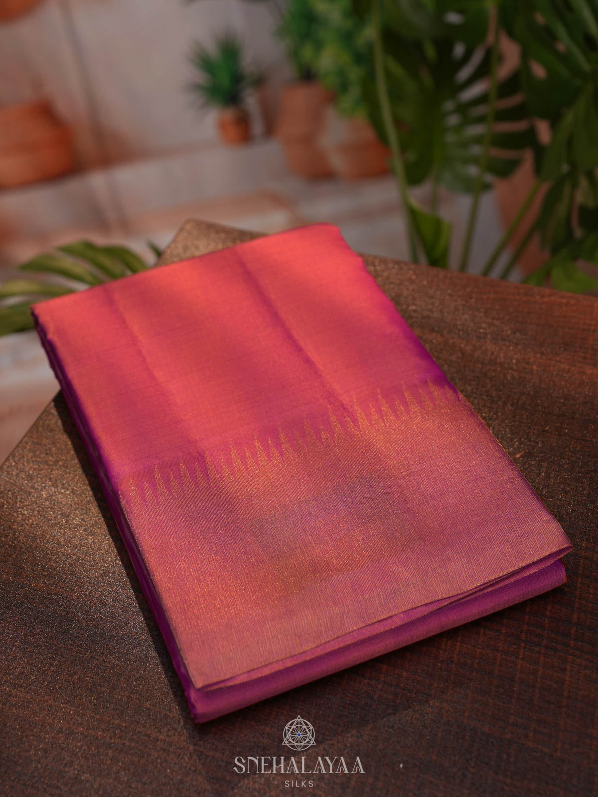 Onion Pink Kanjivaram silk saree