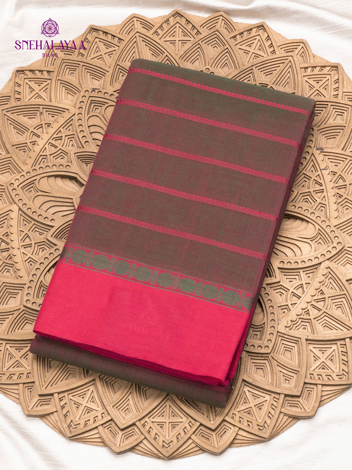 Olive Brown Kanchi Cotton Saree