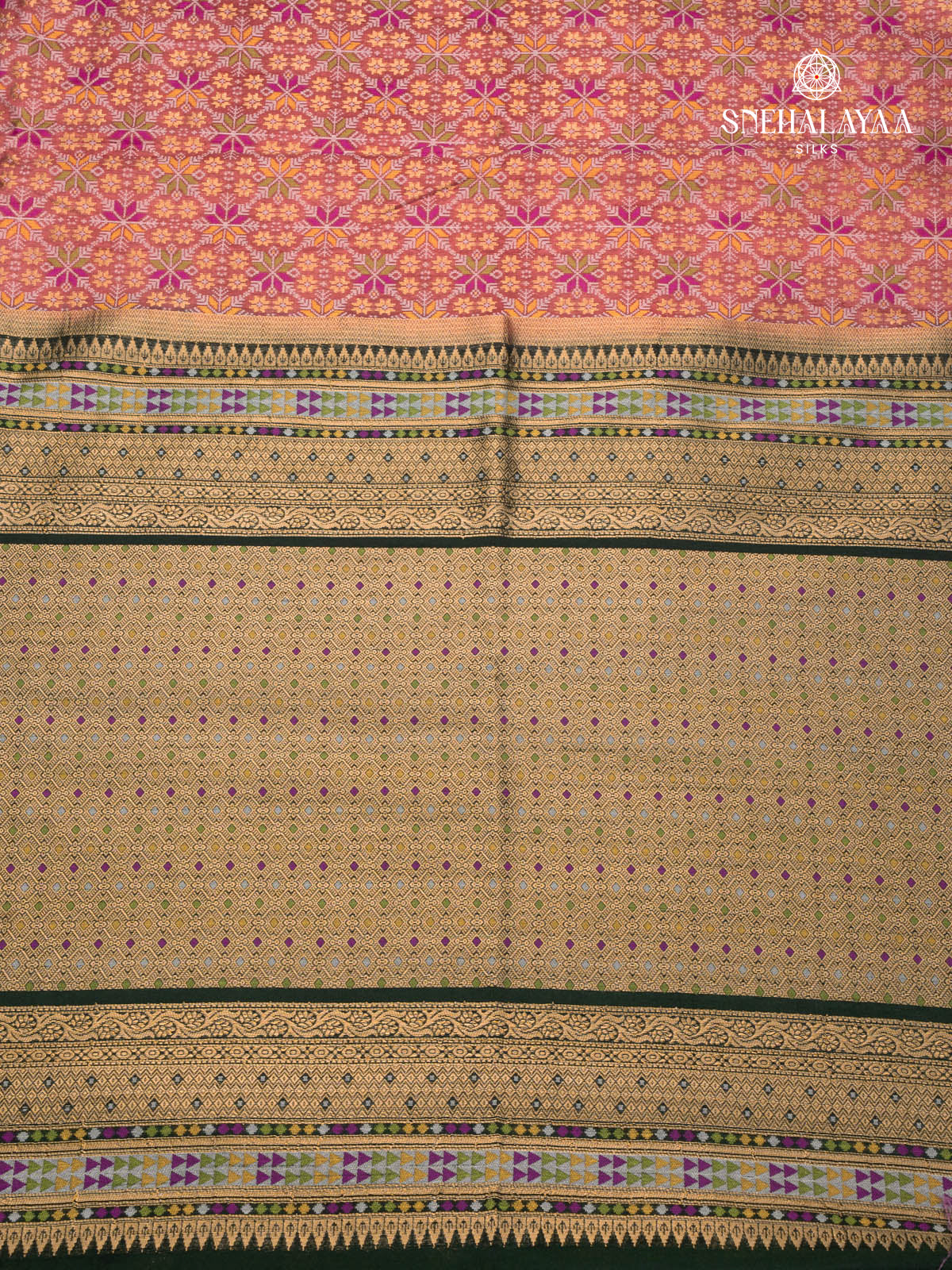 Pink Ikat Silk Saree