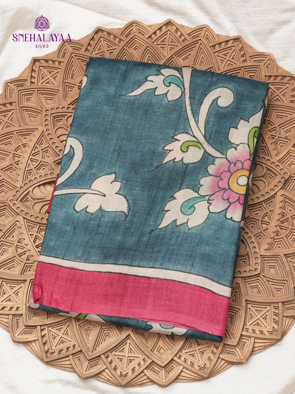 Sea Green Tussar Silk Saree
