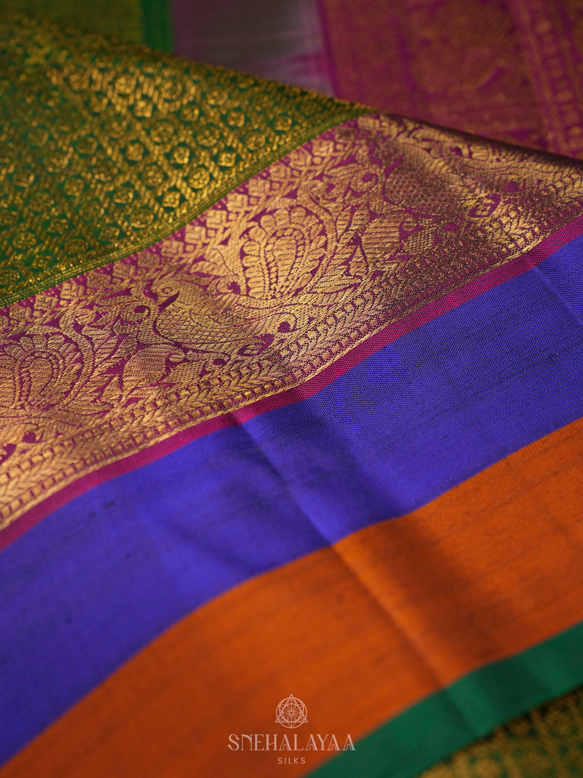 Olive Green Kanjivaram Silk Saree