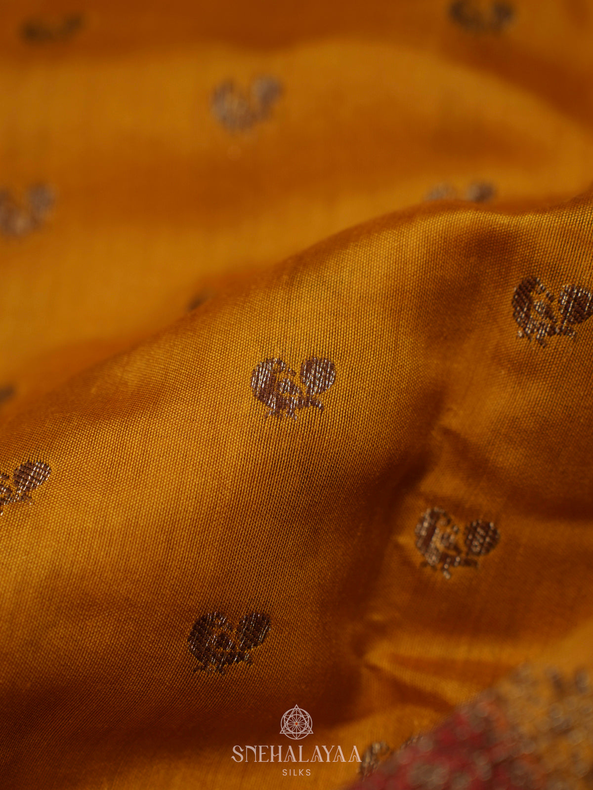 Mustard Banaras Raw Silk Saree
