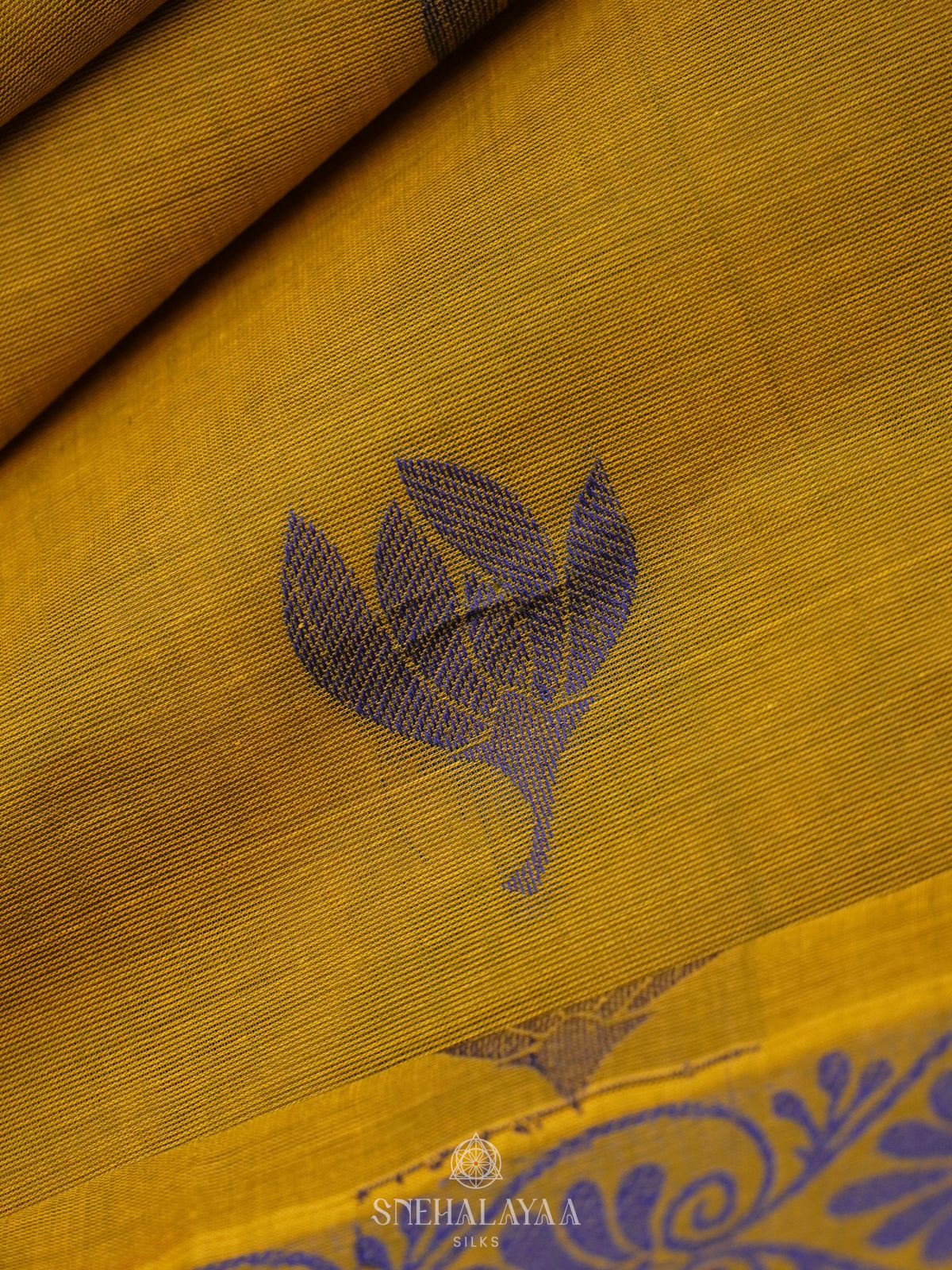 Mustard Yellow Handloom Cotton Saree