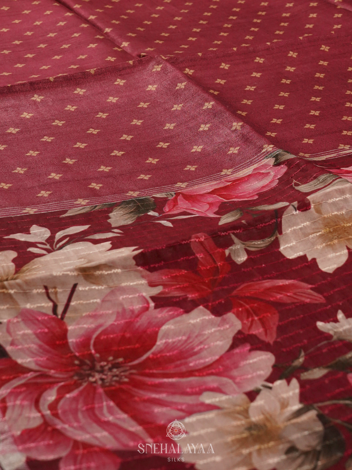 Maroon Tussar Saree