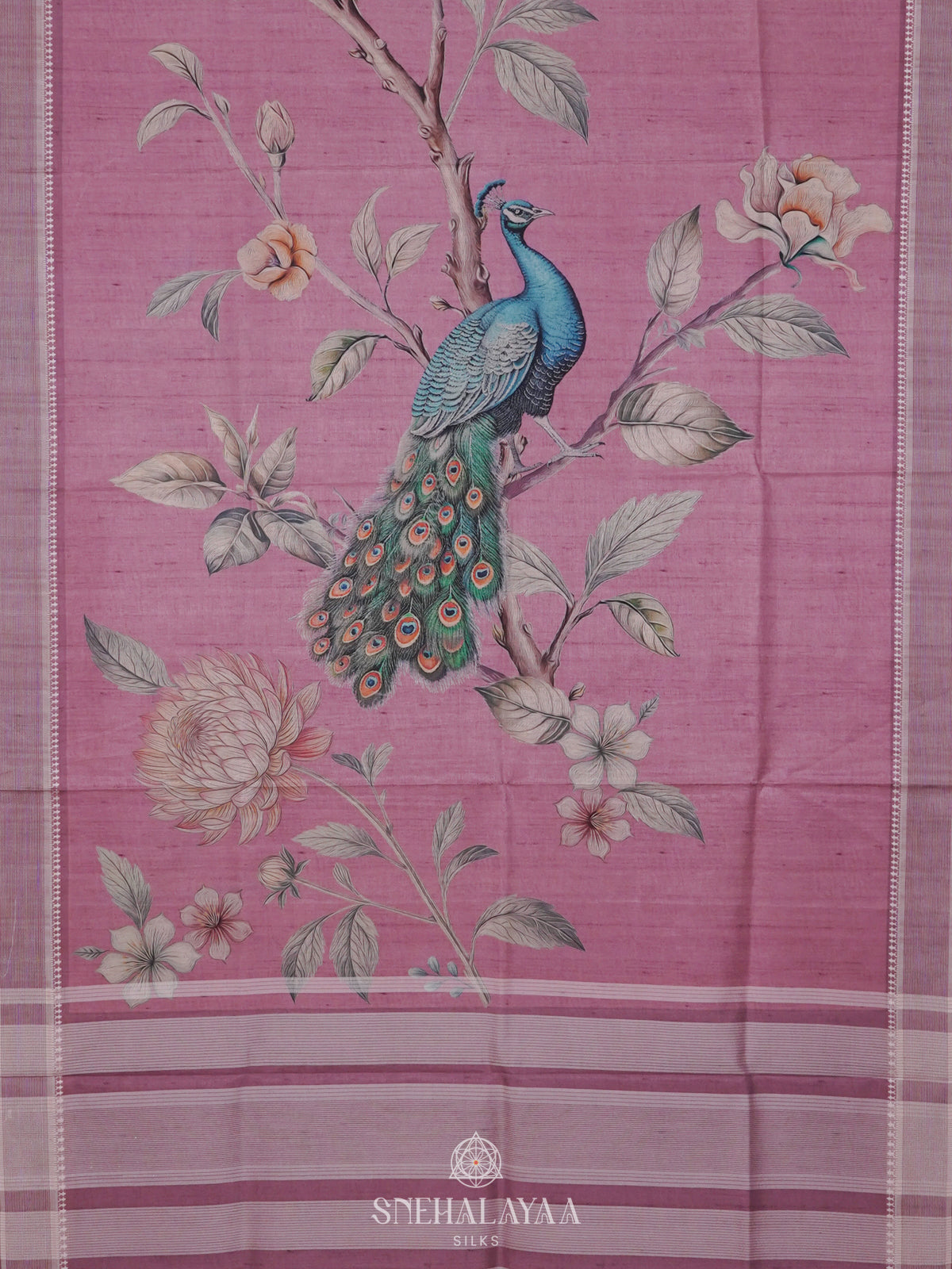 Pale Pink Tussar Saree