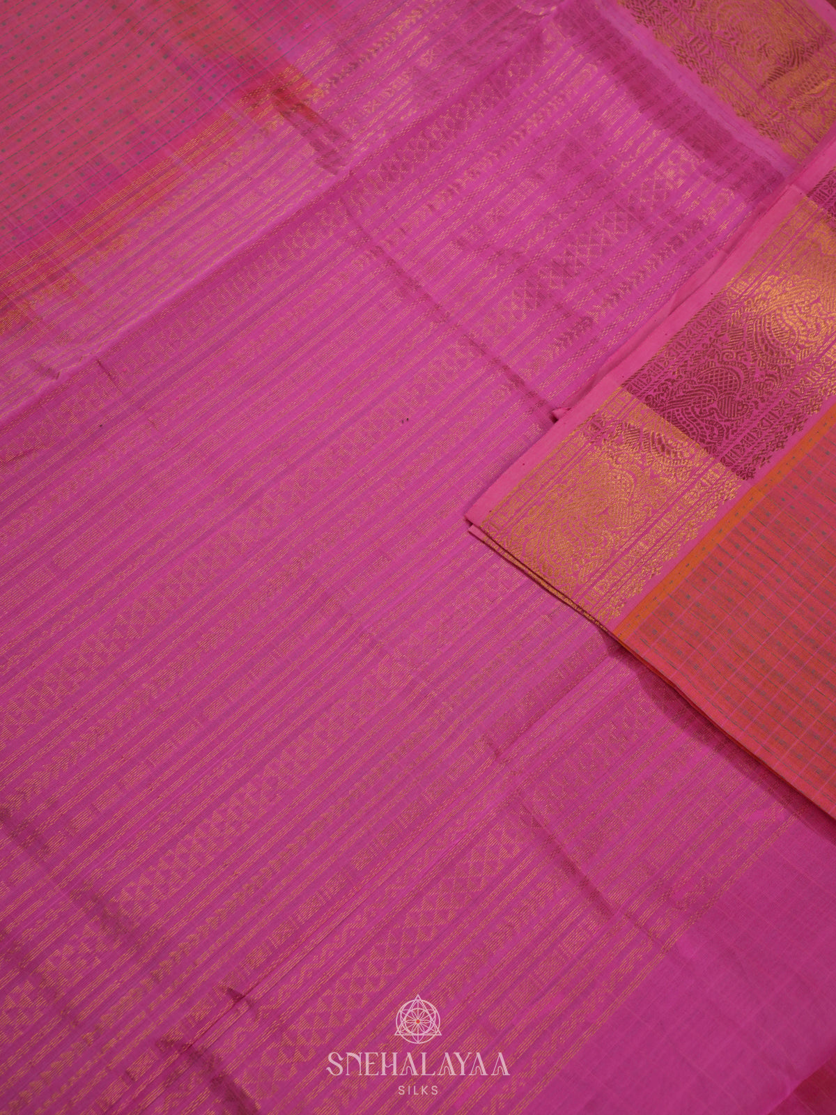 Pink Kanchi Silk Cotton Saree