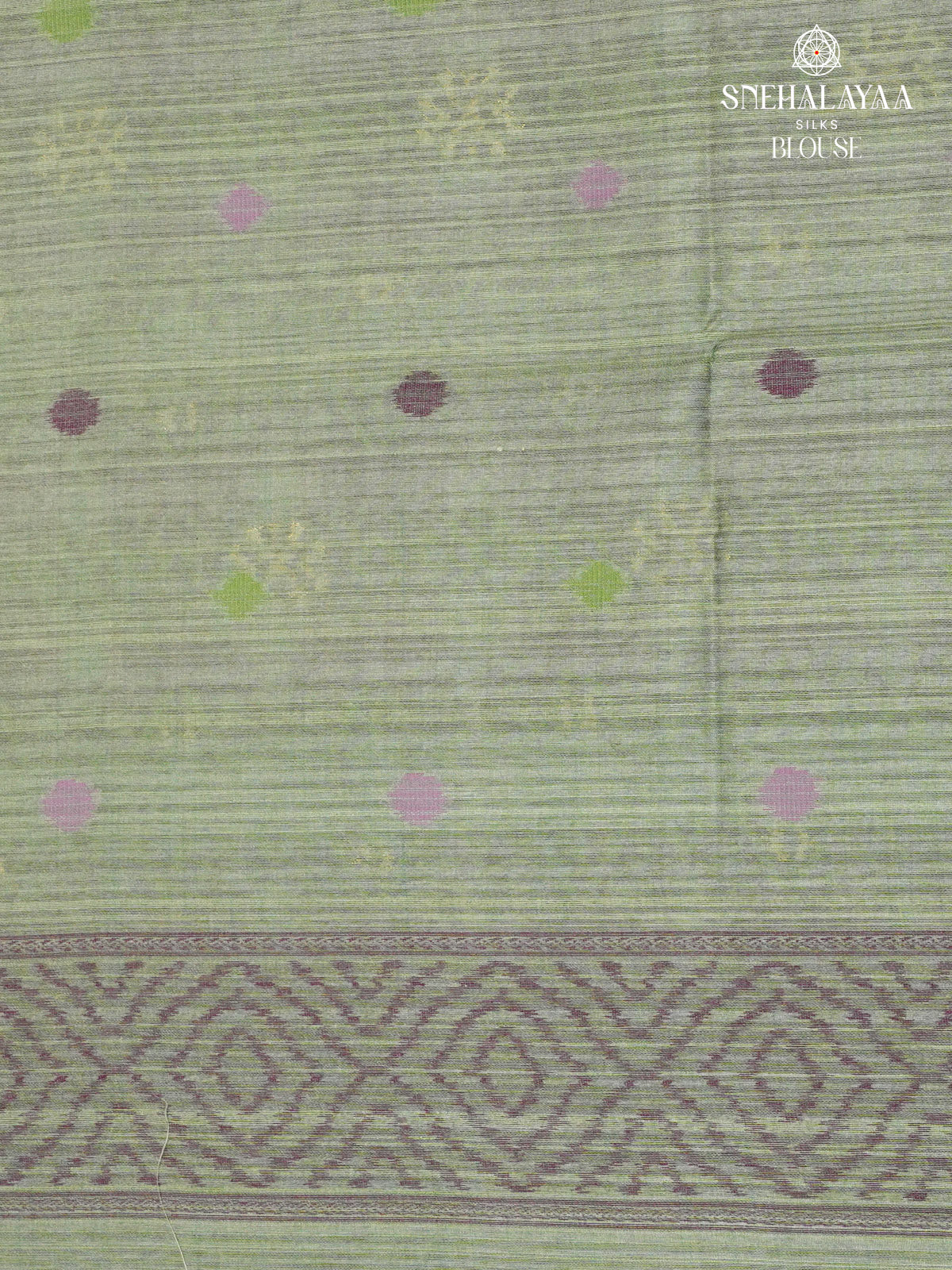 Pastel Green Floral Printed Tussar Saree
