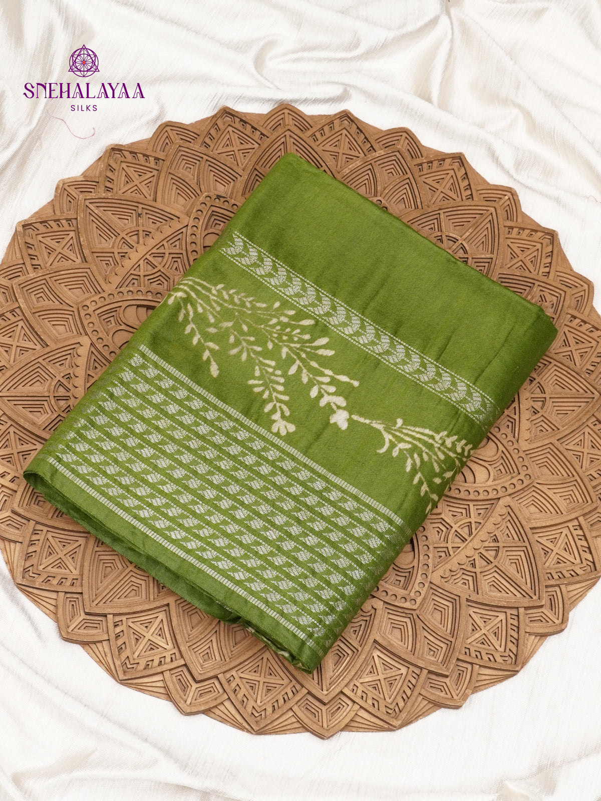 Olive Green Bamboo Silk Saree