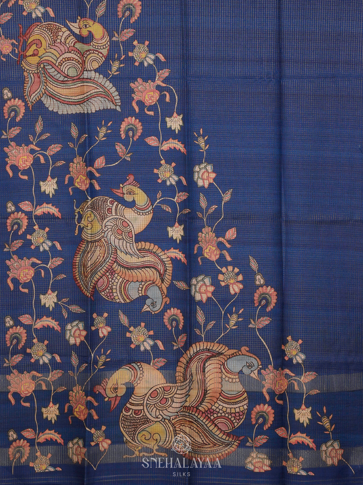 Brown Tussar Saree with Floral Prints