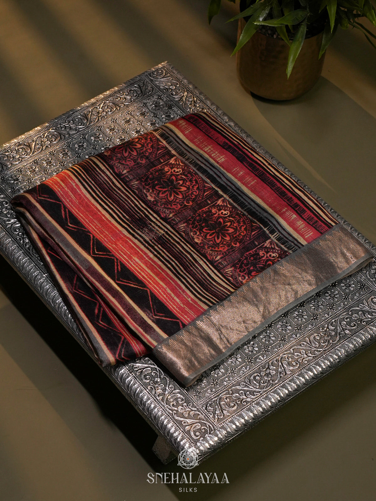 Maroon Chanderi Saree