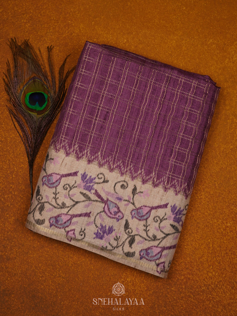 Purple Tussar Saree