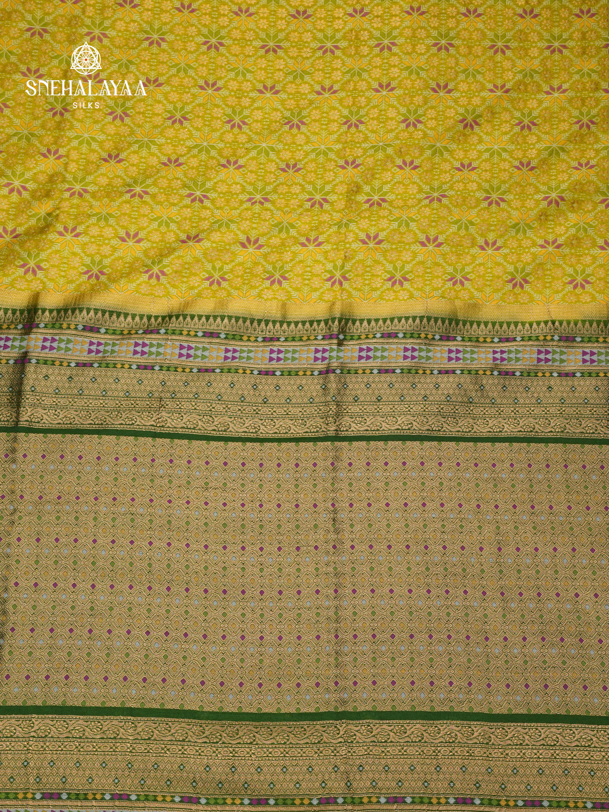 Lemon Yellow Ikat Saree