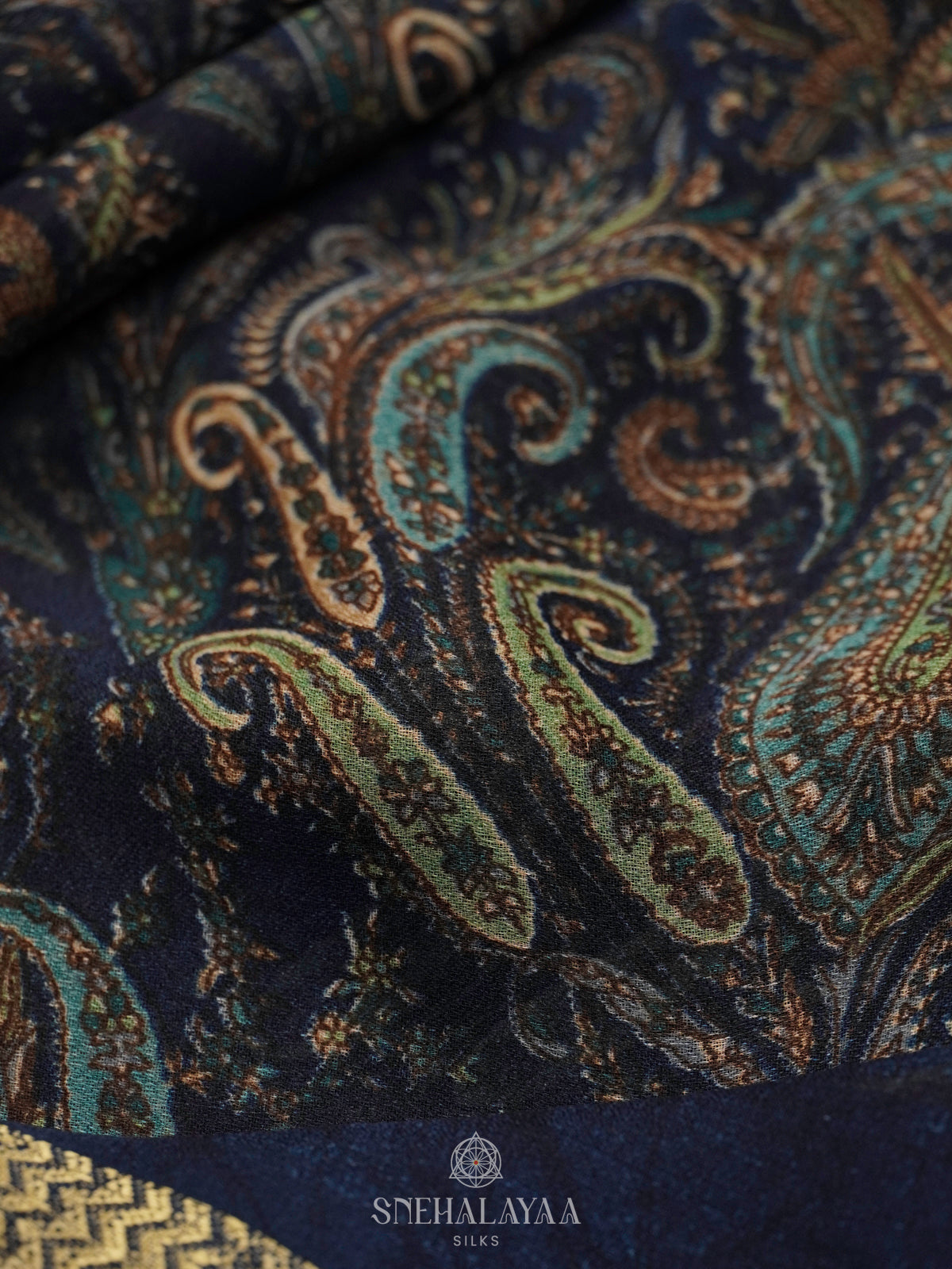 Navy Blue Chiffon Saree