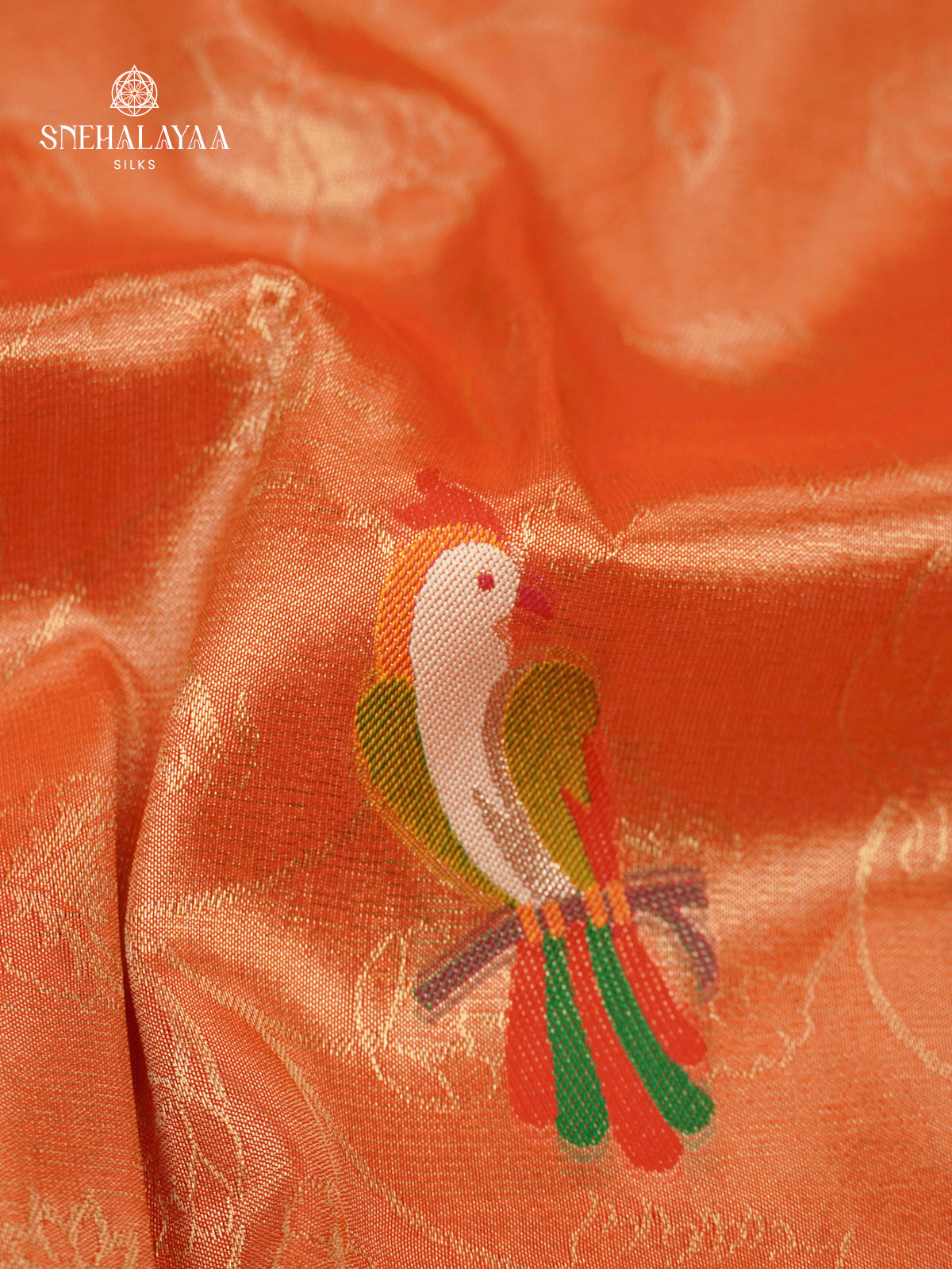 Rust Orange Banaras Tissue Paithani Saree