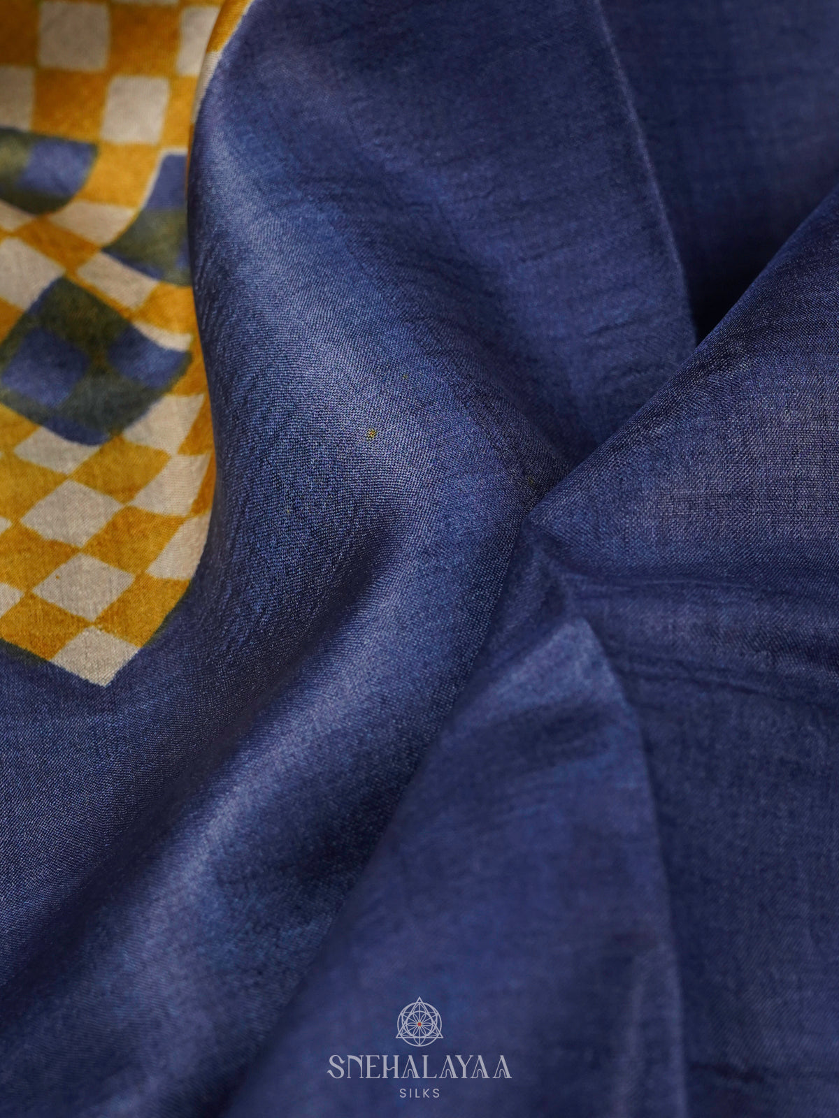 Navy Blue Tussar Saree