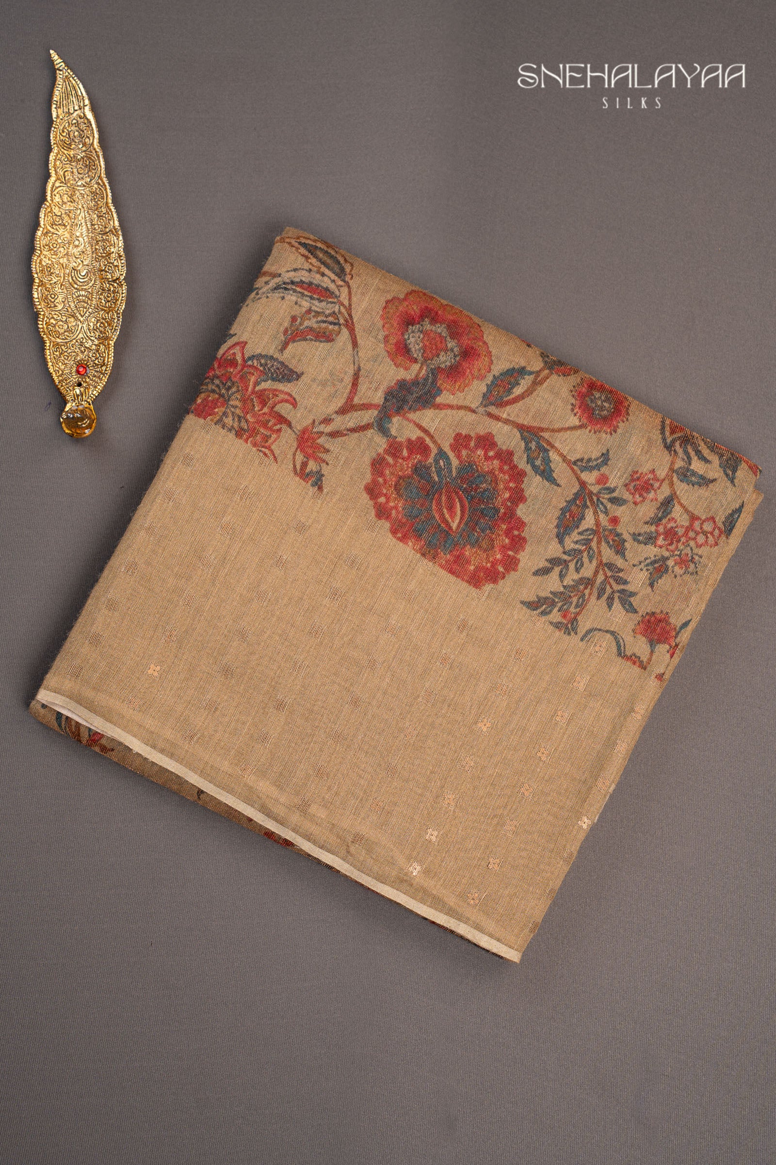 Tortilla Brown Matka Silk Saree