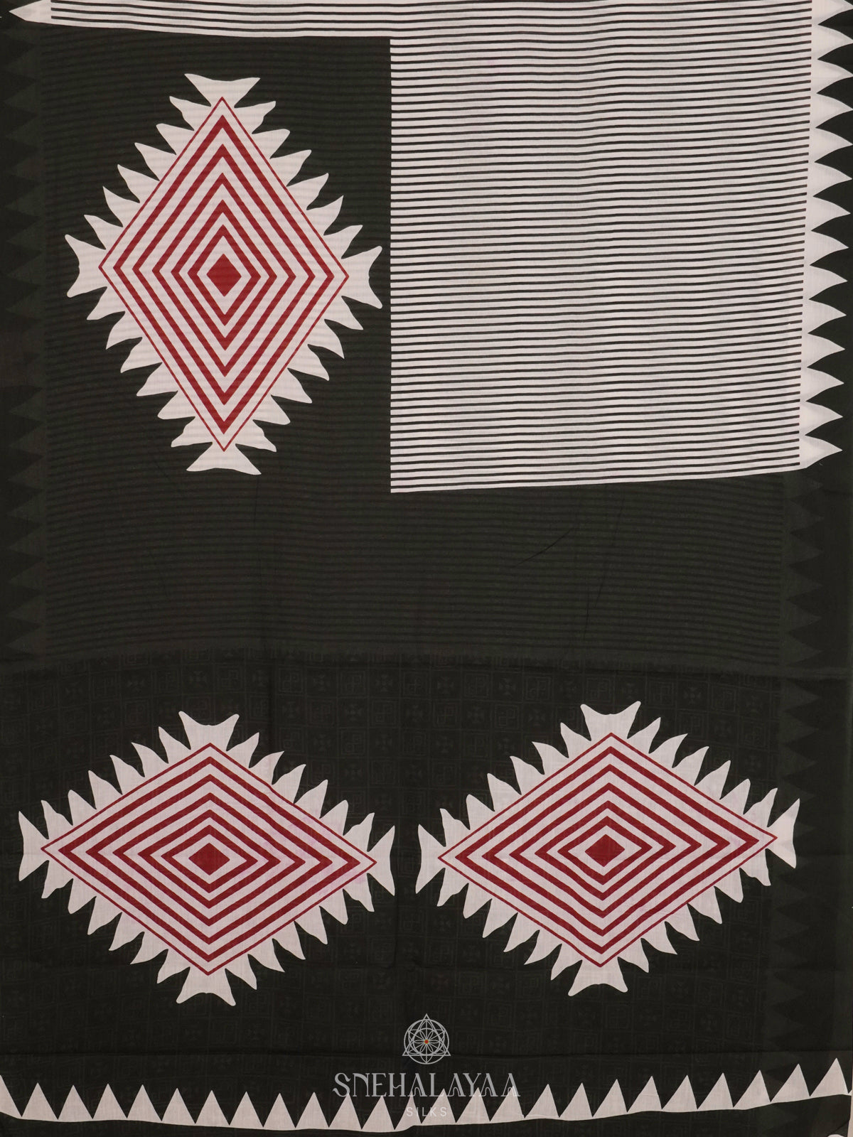 Black Jaipur Cotton Saree