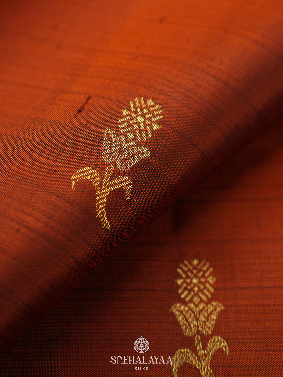 Rust Orange Kanjivaram Silk Saree