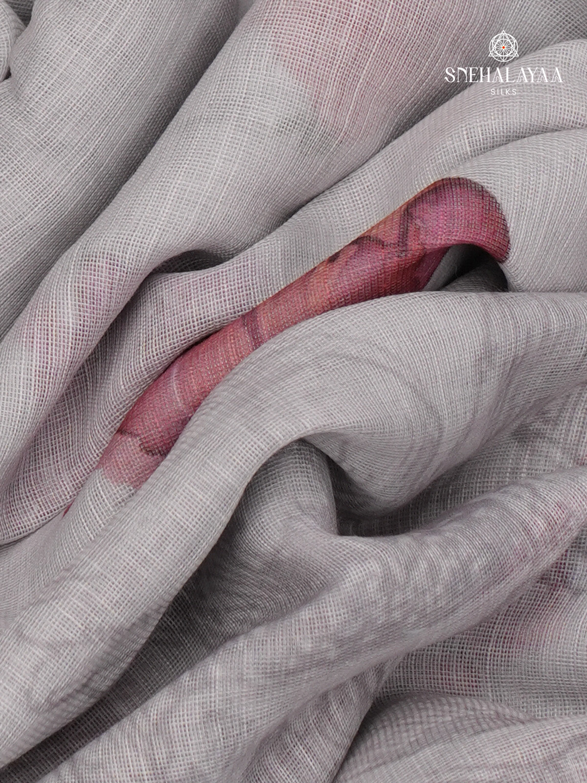 Grey Printed Linen Saree