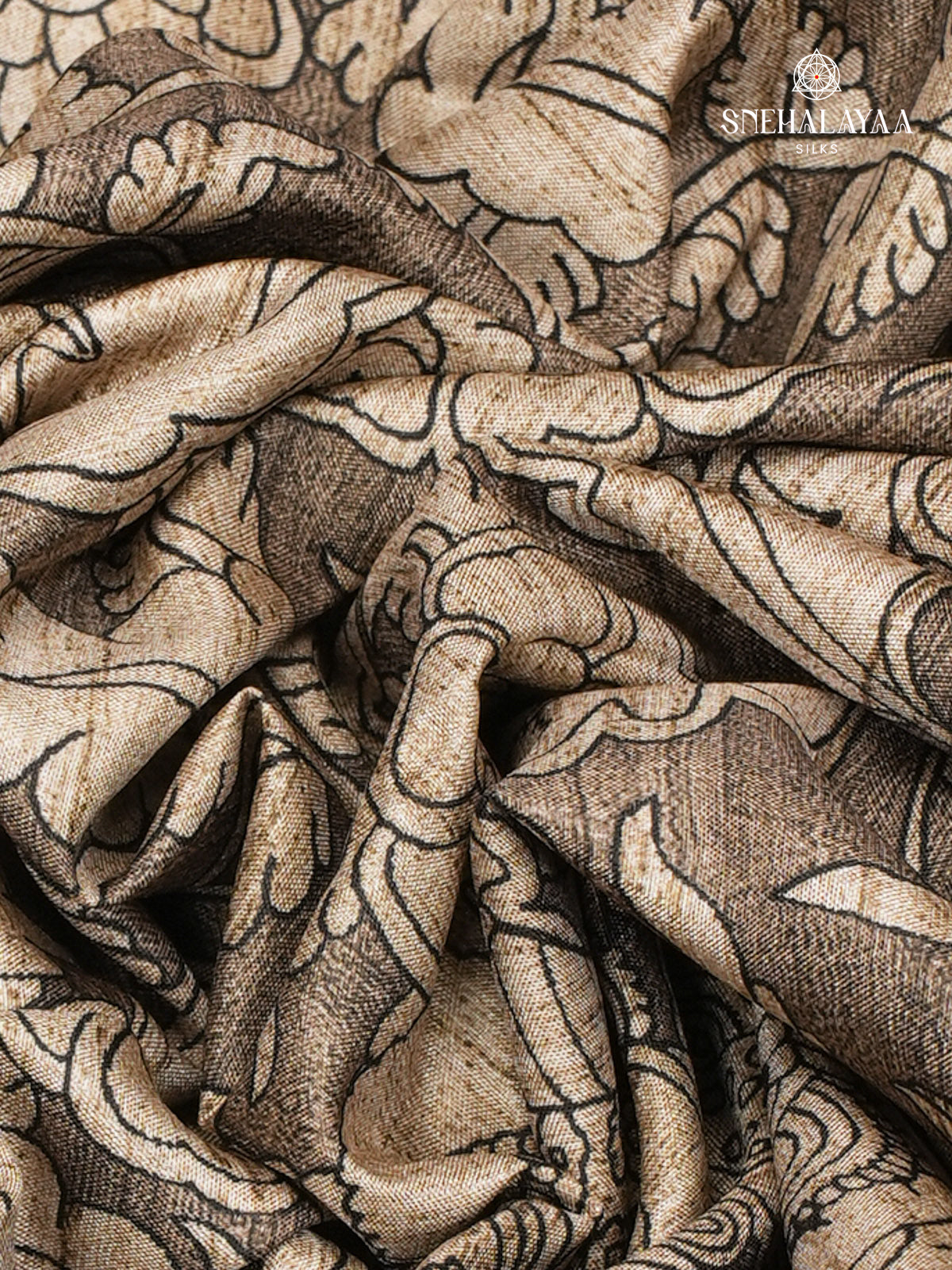 Brown Kalamkari Tussar Saree