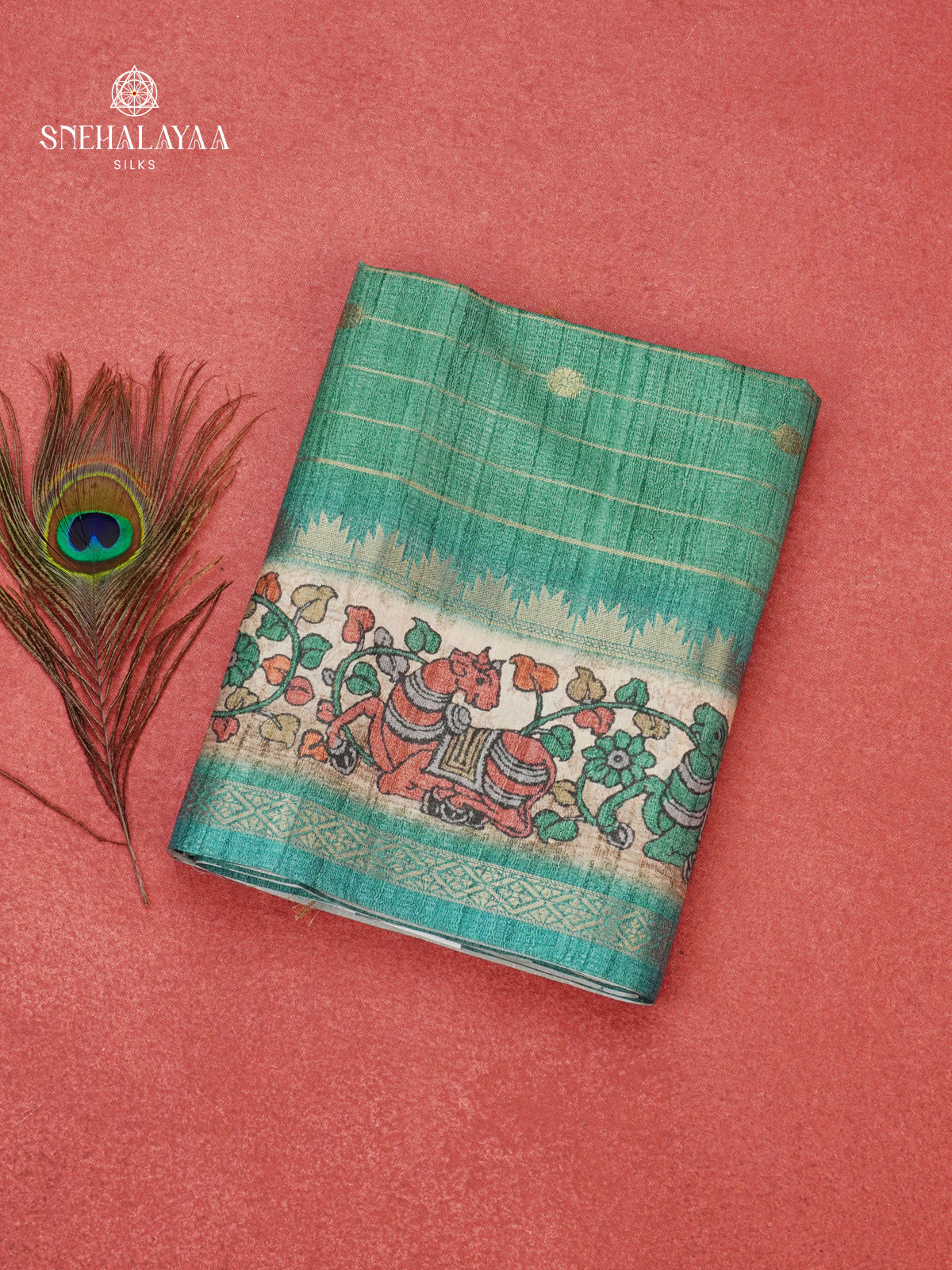 Pastel Green Tussar Saree