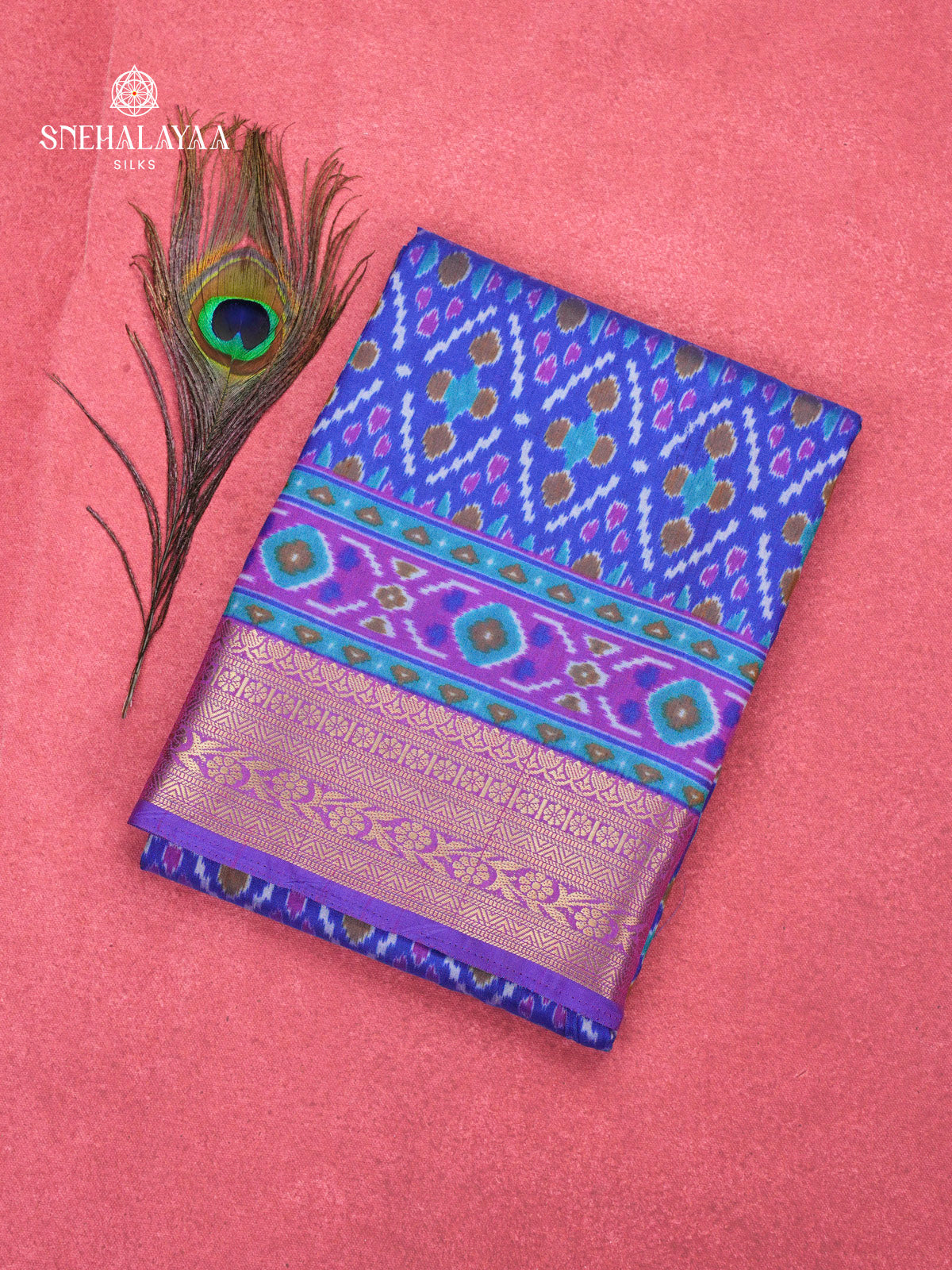 Royal Blue Ikat Saree