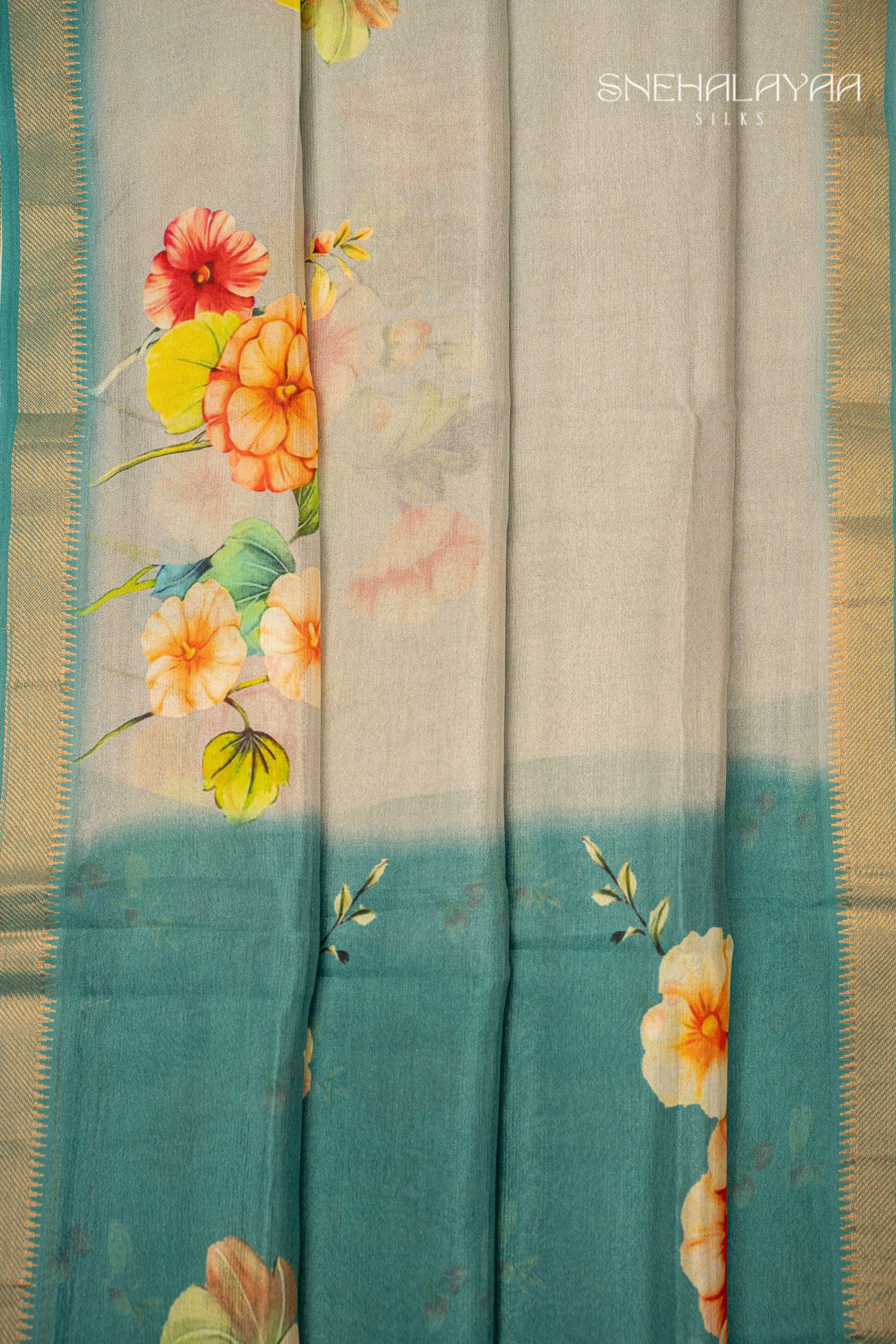 Cloud Grey Mangalgiri Saree