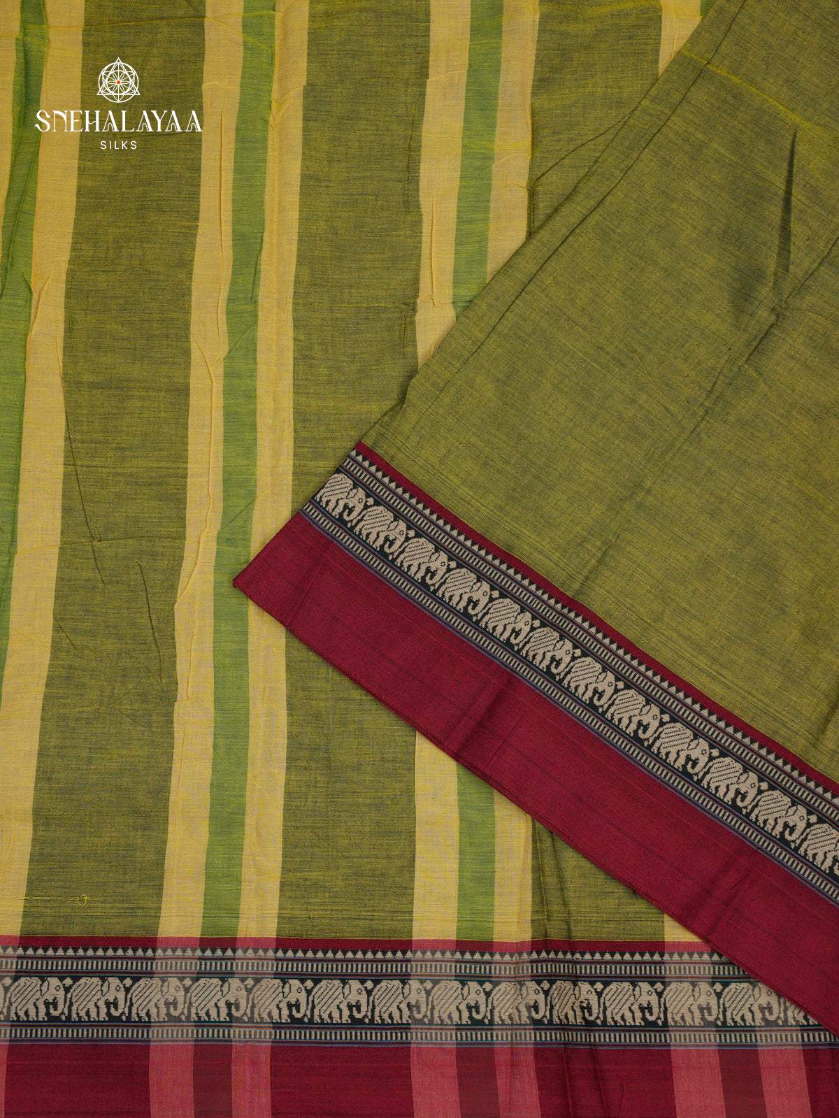 Pista Green Narayanpet Cotton Saree without Blouse