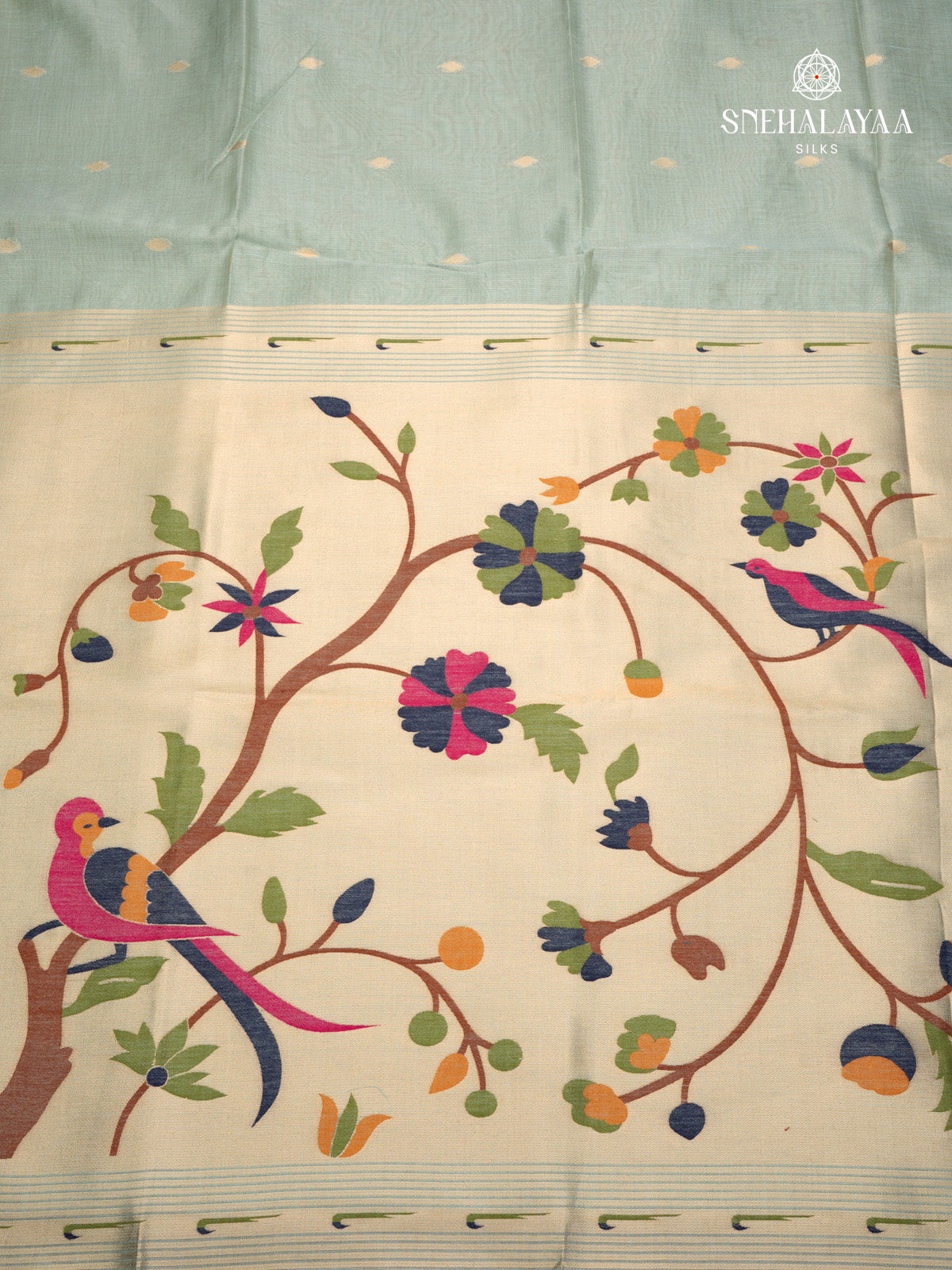 Sea Green Munga Tissue Cotton Saree