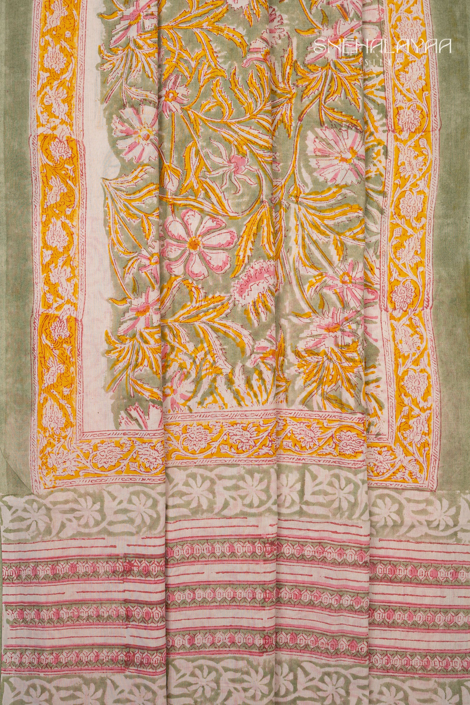 Sage Green Jaipur Cotton Saree