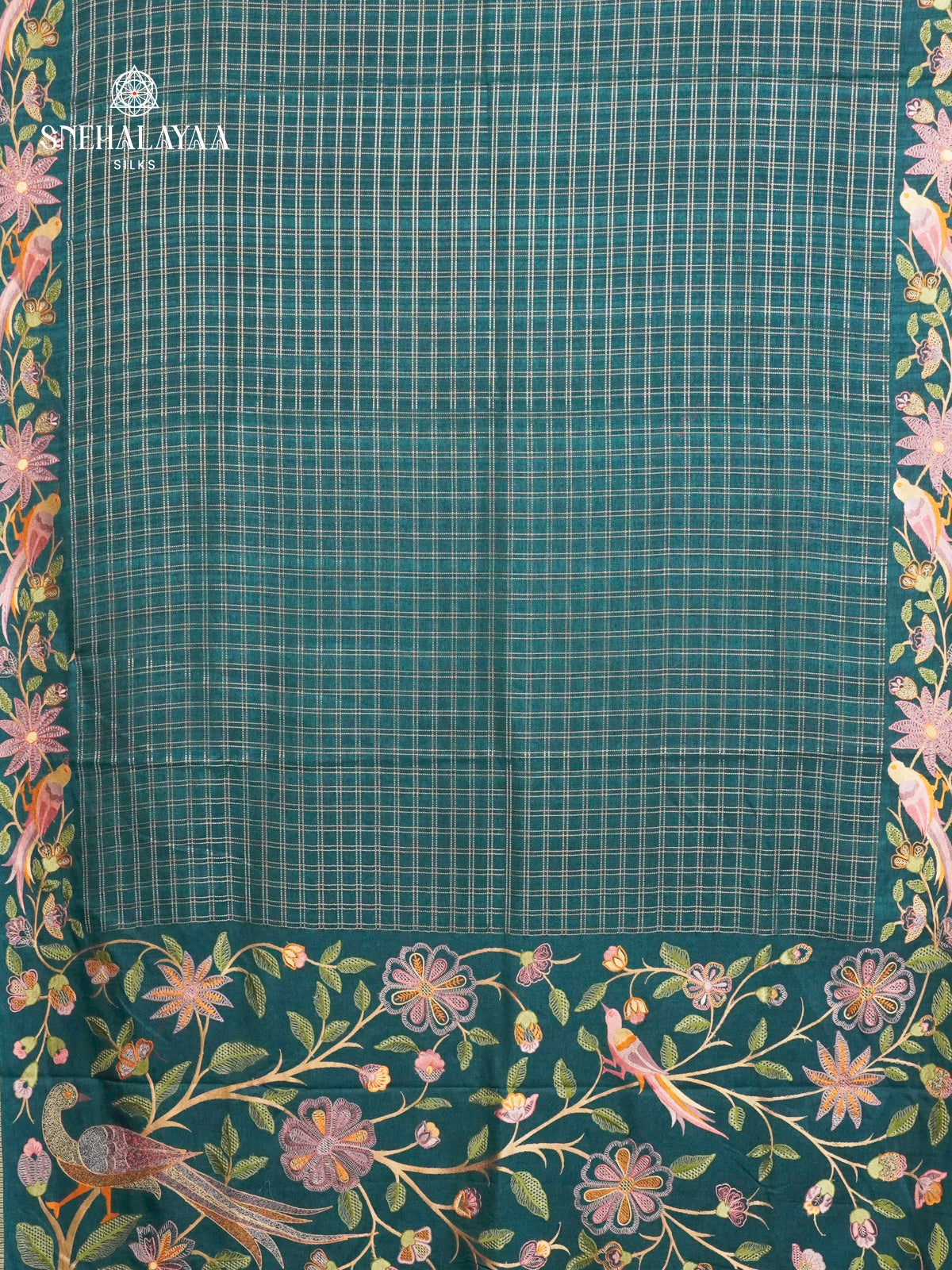 Peacock Munga Tussar Embroidery Saree