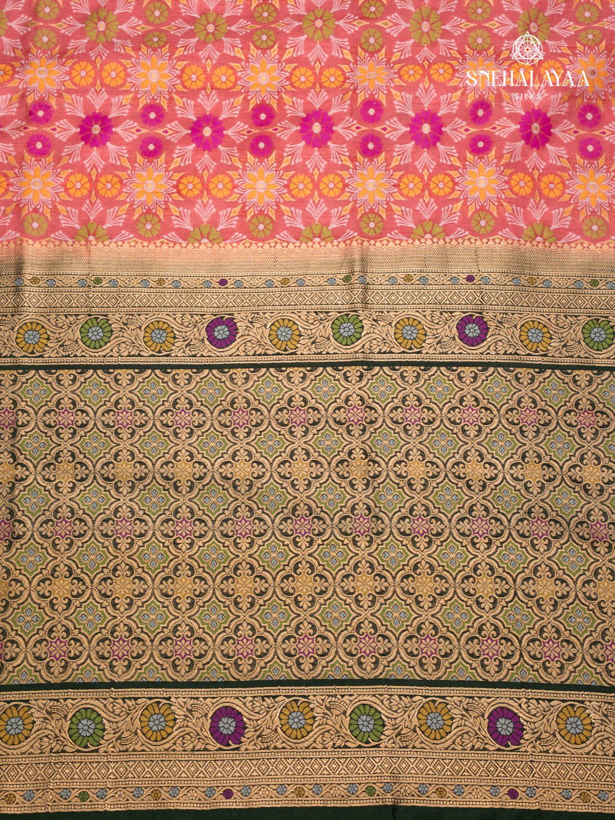 Pink Ikat Silk Saree