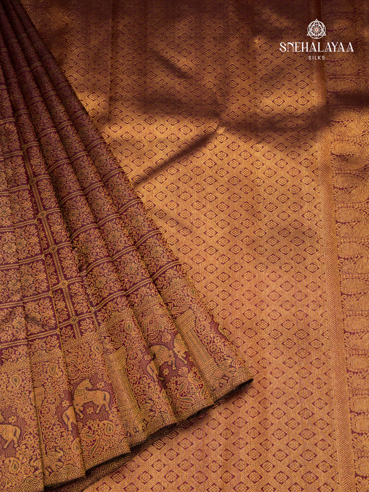 Burgundy Kanjivaram Silk Saree