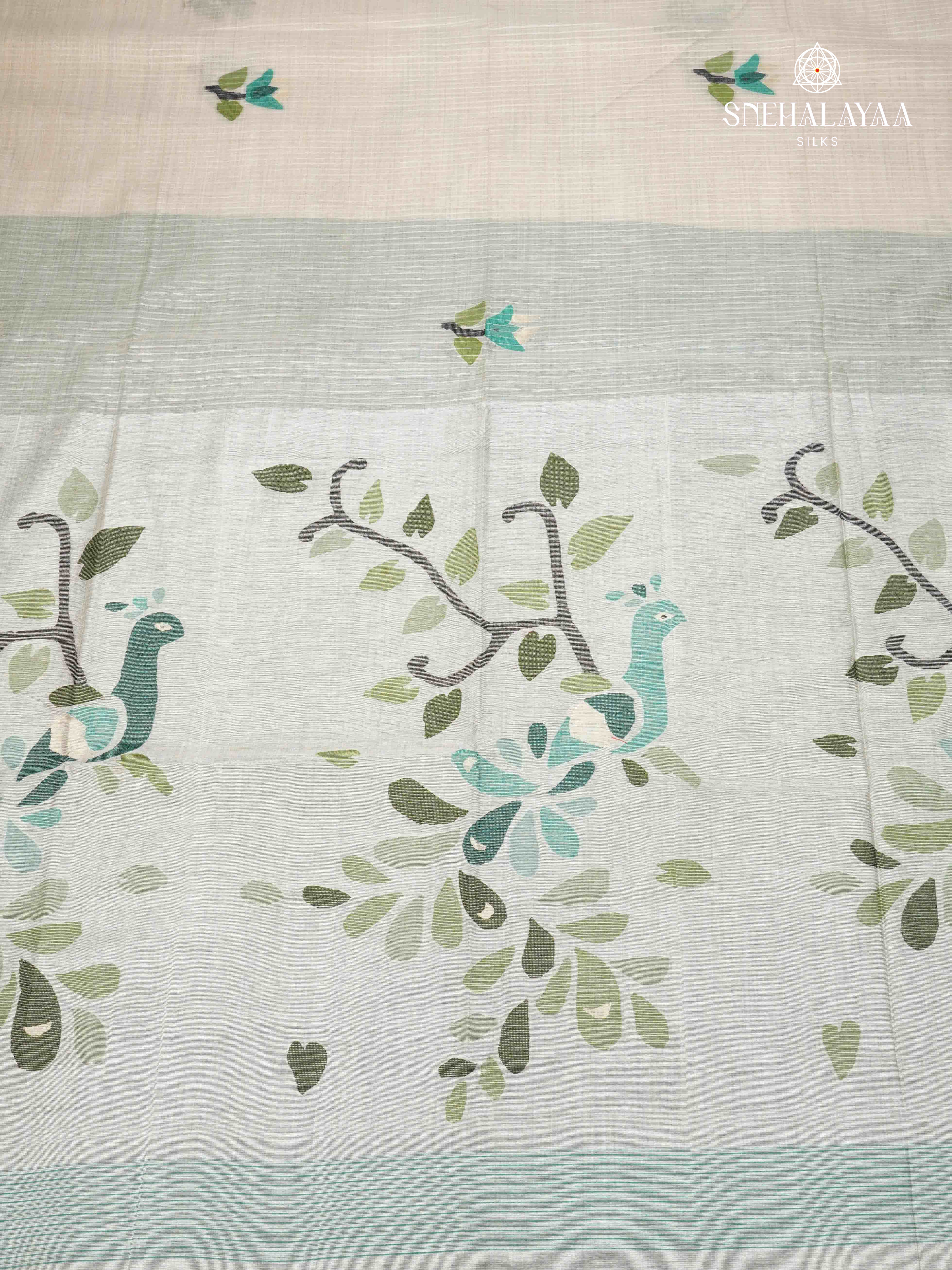 White Munga Cotton Saree