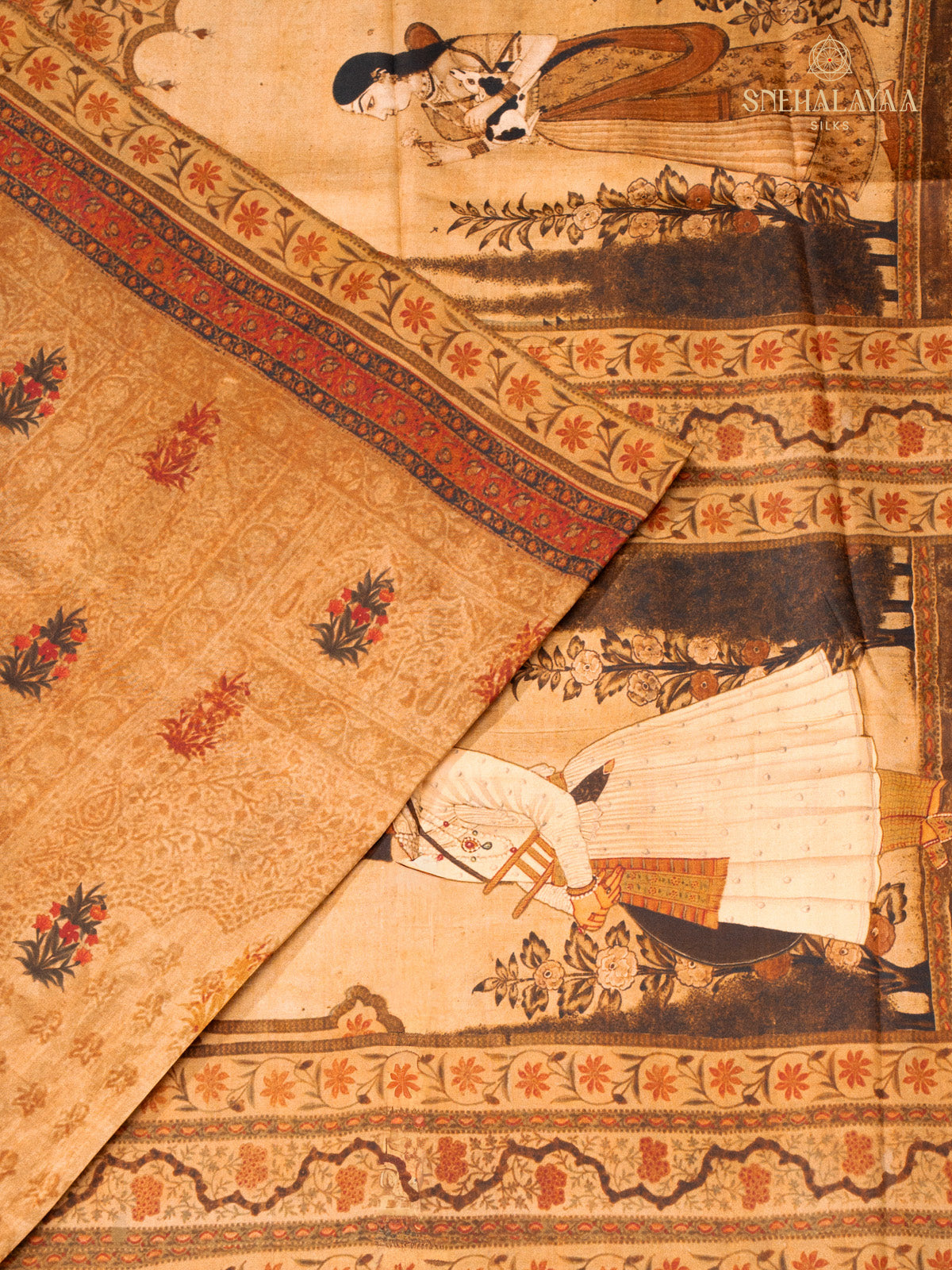 Mustard Brown Tussar Saree