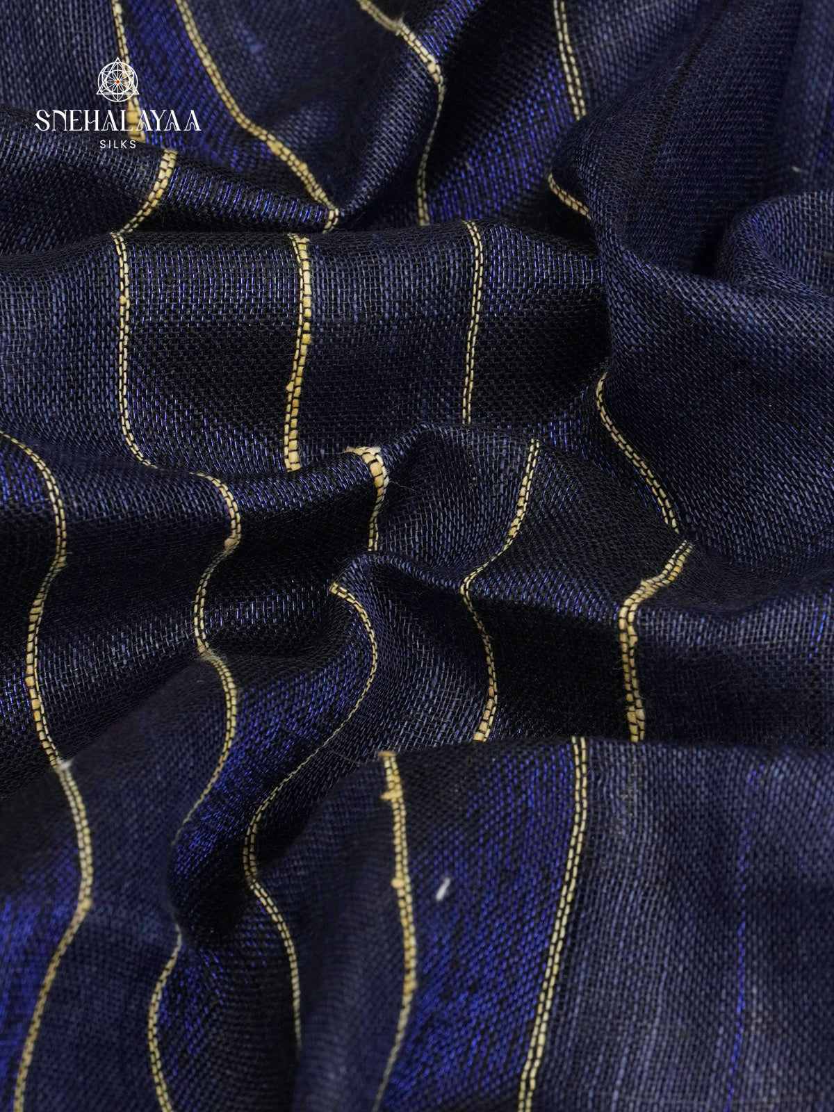 Navy Blue Linen Saree