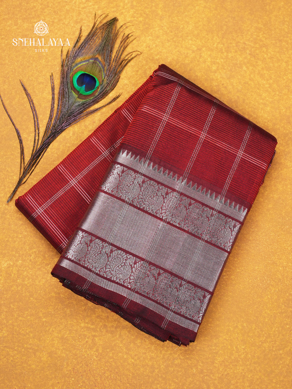 Maroon Mangalagiri Silk Cotton Saree