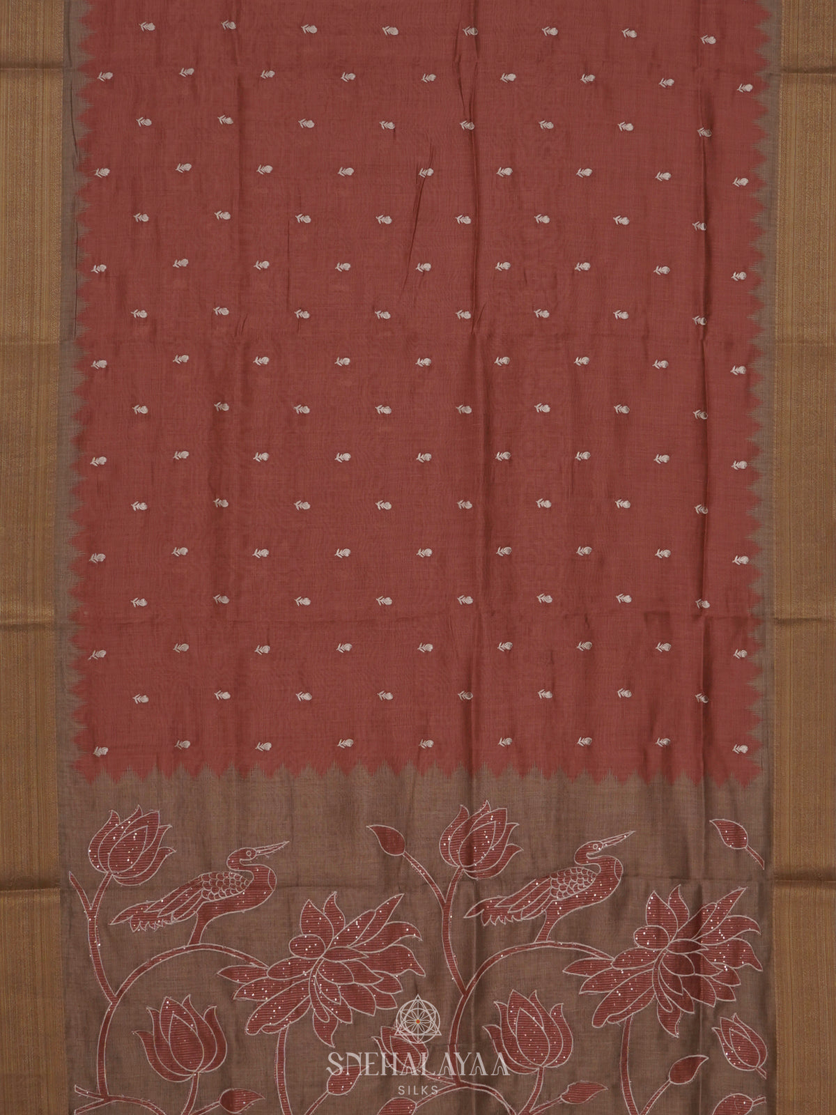 Brown Munga Tussar Saree