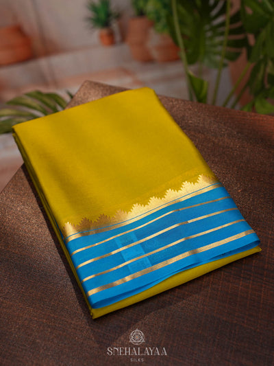 Mustard Yellow Mysore Silk Saree