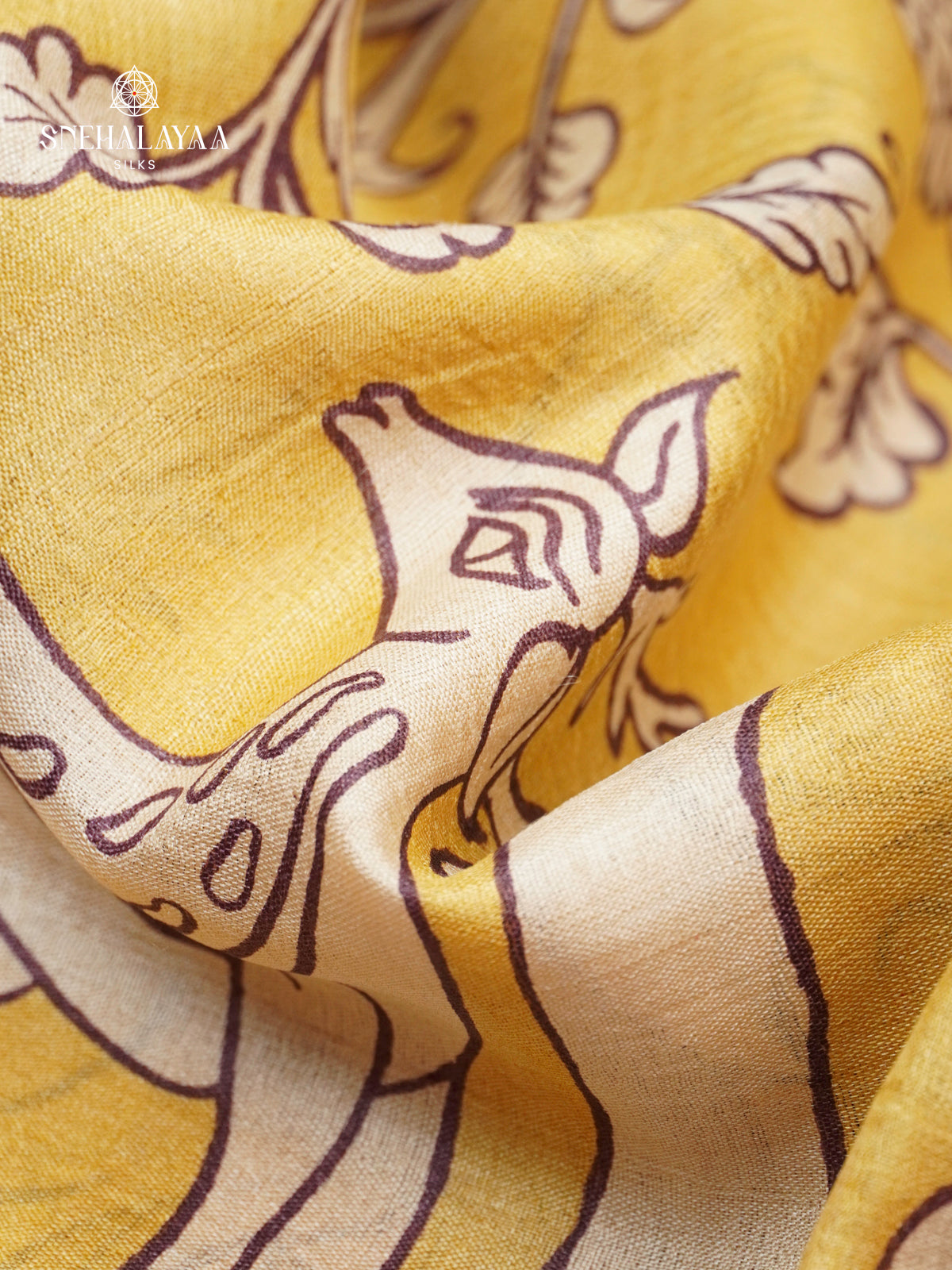 Lemon Yellow Tussar Saree