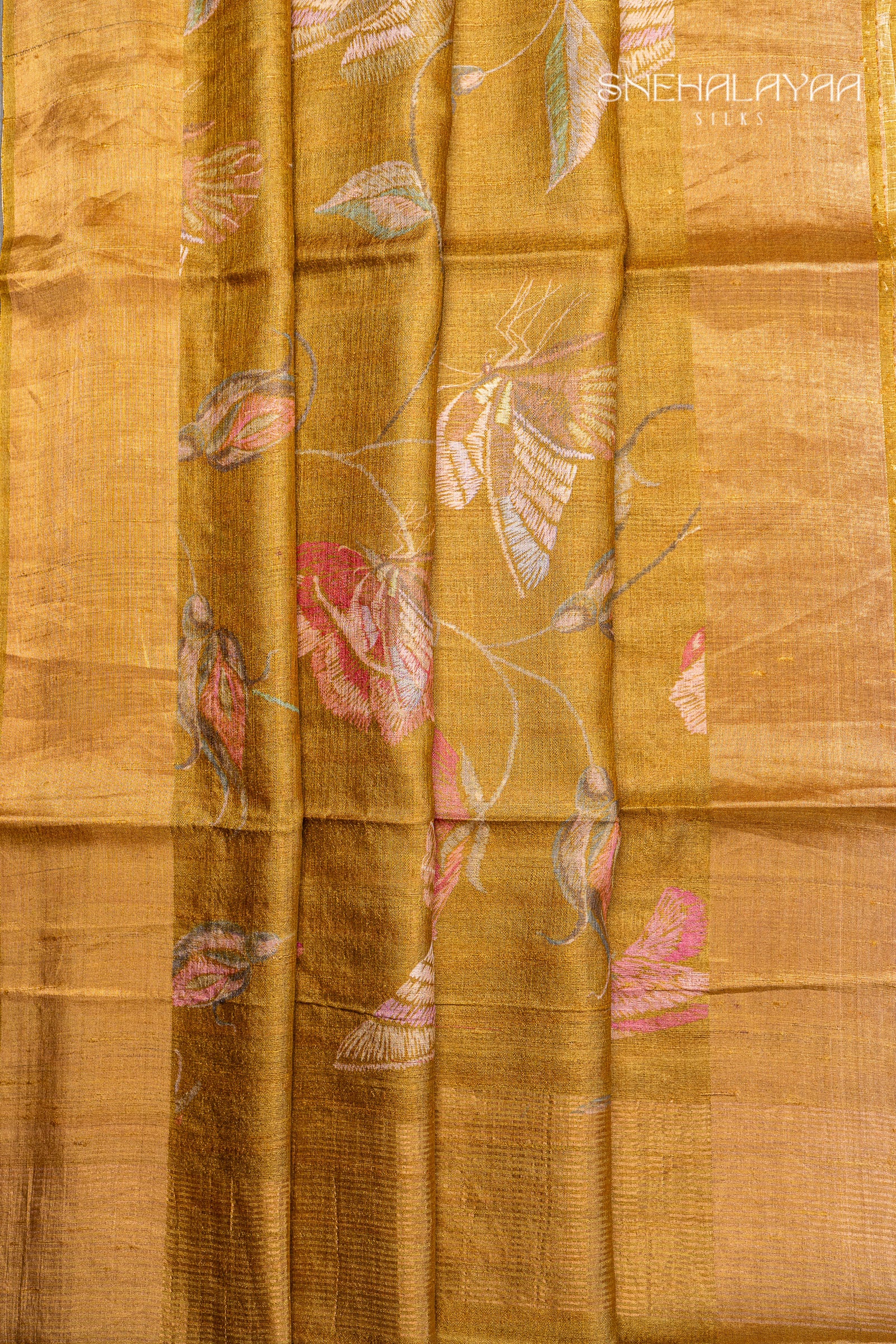 Mehendi Green Tussar Silk Saree