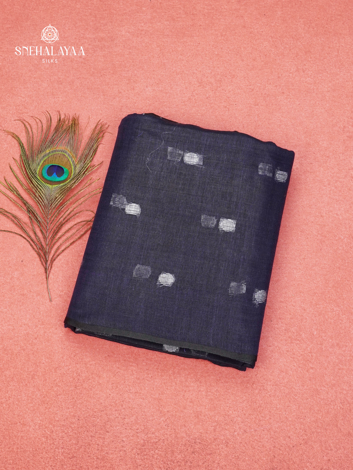 Navy Blue Linen Saree