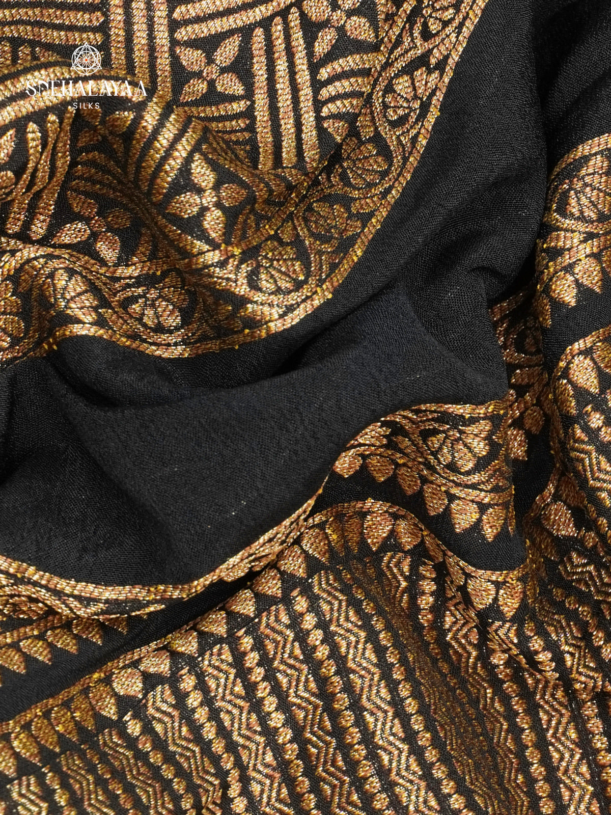 Black Banaras Crepe Silk Saree