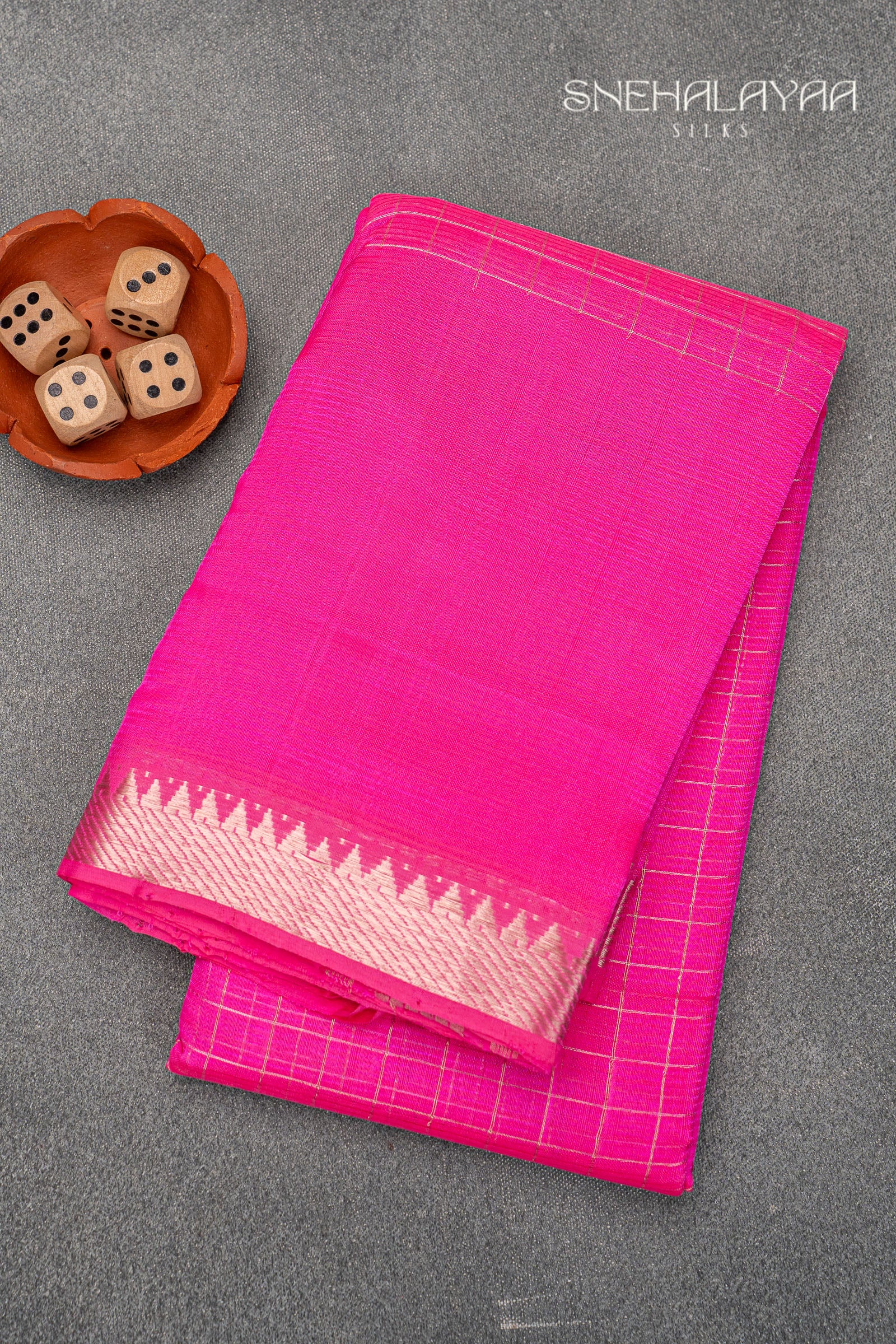 Rani Pink Mangalgiri Silk Saree